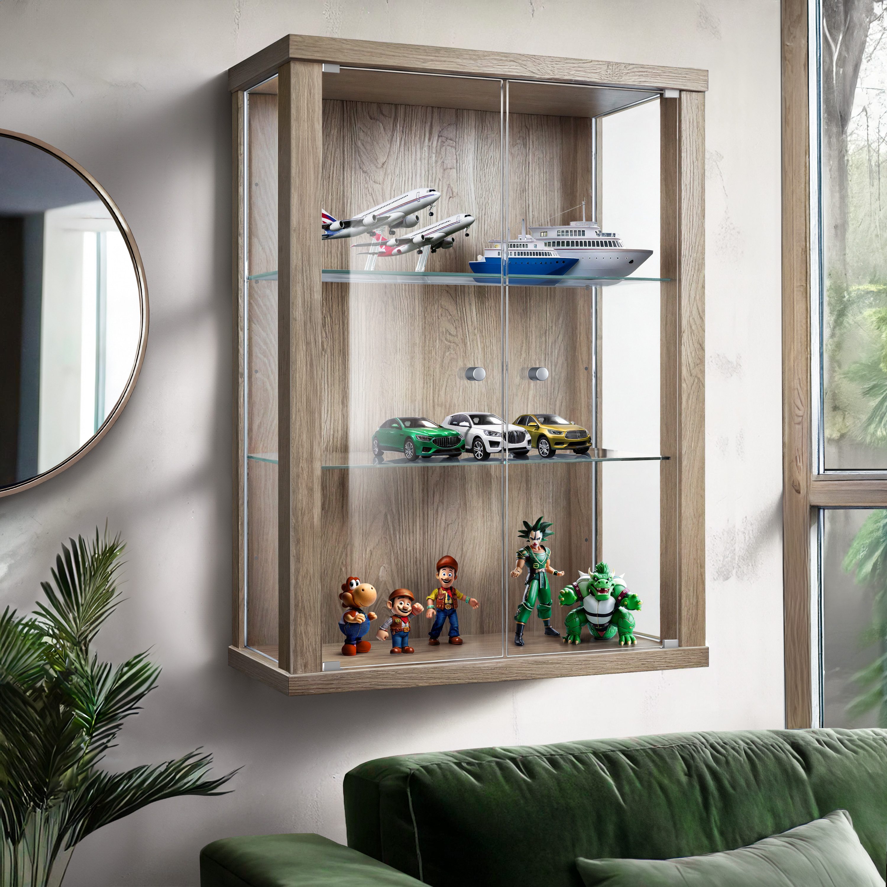 K-Möbel Hängevitrine C1012 (Glasvitrine (80x60x25 cm) mit 2 Glastüren) Glasvitrine hängend
