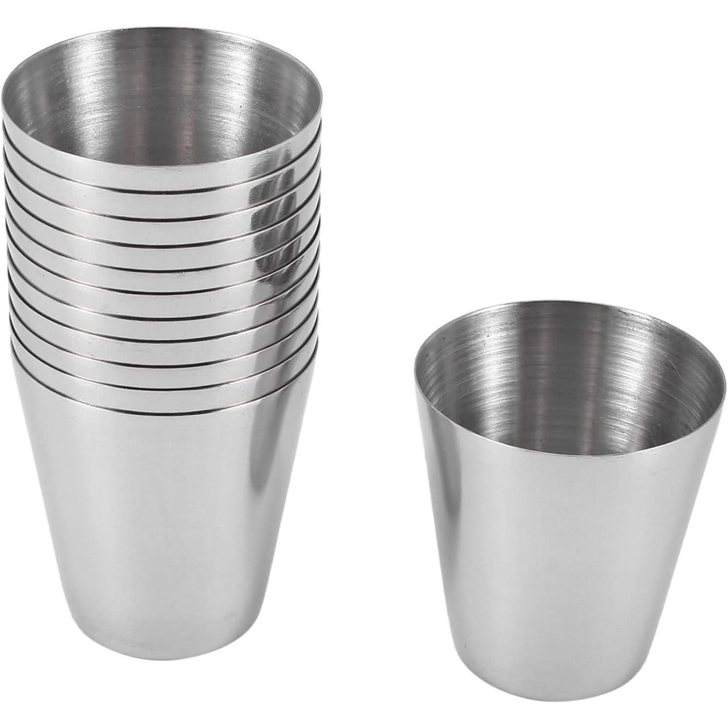 LuxusKollektion Schnapsglas 12er Set Edelstahl Schnapsbecher 30ml Camping Whisky Likör Teetasse