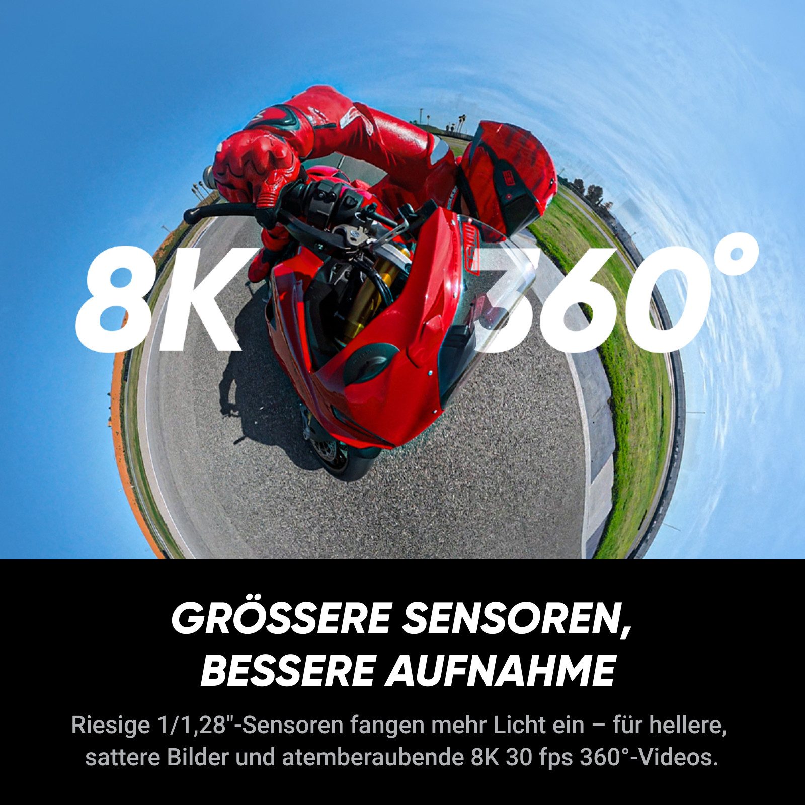 Insta360 Insta360 X5 - Wasserdichte 8K 360°-Kamera Action Cam (8K, WLAN (Wi-Fi), Bluetooth) schwarz