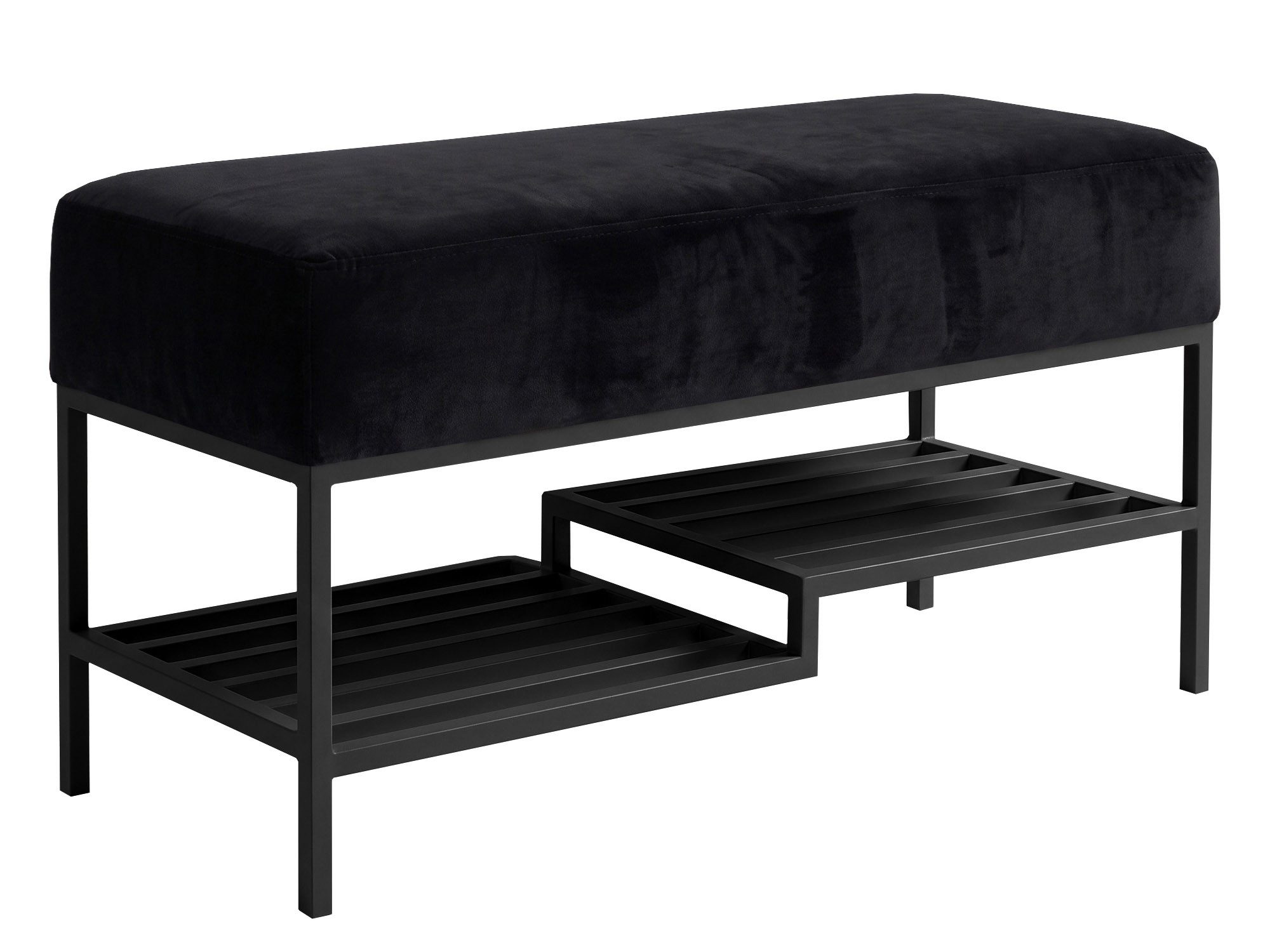 Beautysofa Polsterbank SHELF mit Schuhablage Sitzbank für Flur Garderobe, Bouclé, Samt, Cord (Modernes Design), Metallgestell, Breite …
