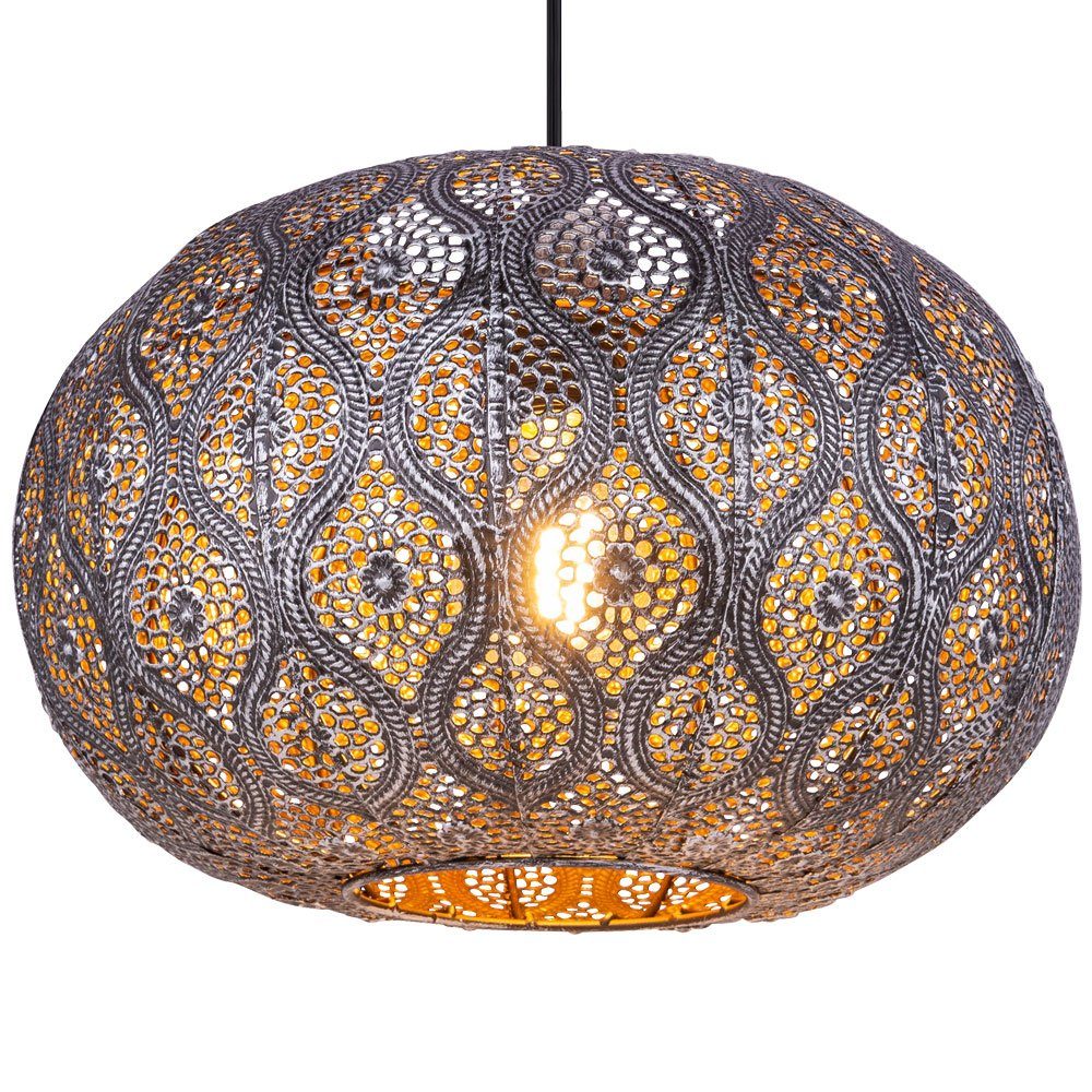 inklusive, Esszimmerlampe nicht Pendelleuchte Hängeleuchte metallic Globo Leuchtmittel silber orientalisch Kugelleuchte,