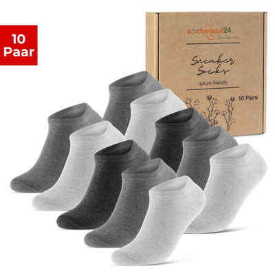 sockenkauf24 Sneakersocken 10 Paar Premium Sneaker Socken Herren & Damen aus (Grau/Anthrazit, 43-46) gekämmter Baumwolle ohne drückende Naht (Exclusive Line) - 70102T