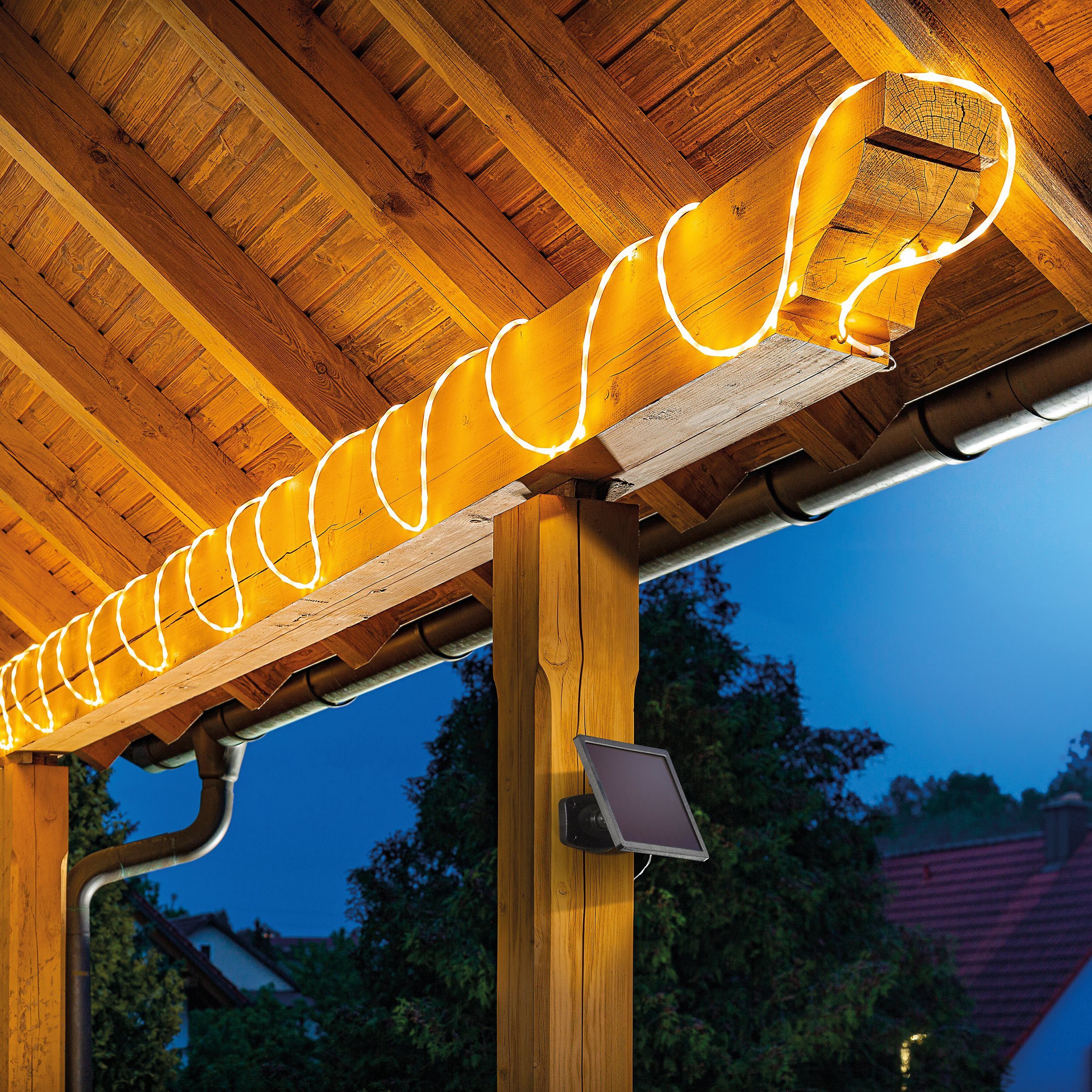 esotec LED-Lichterschlauch Solar Lichtschlauch Lichterkette outdoor 10m 200LEDs warmweiß 102572