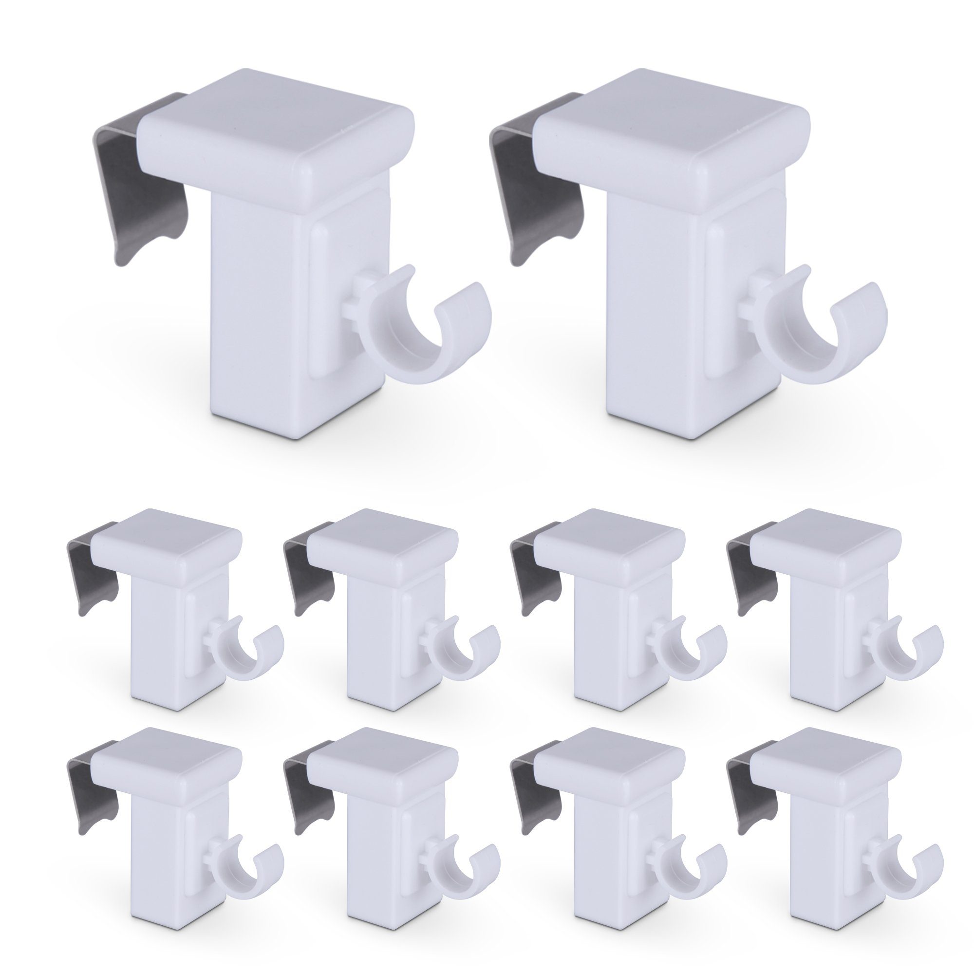 Bestlivings Klemmträger für Caféhausstangen bis Ø 10 mm, Caféhausstangen, (20-tlg), Fensterrahmen 10–27 mm, aus robustem & langlebigem Kunststoff, drehbar