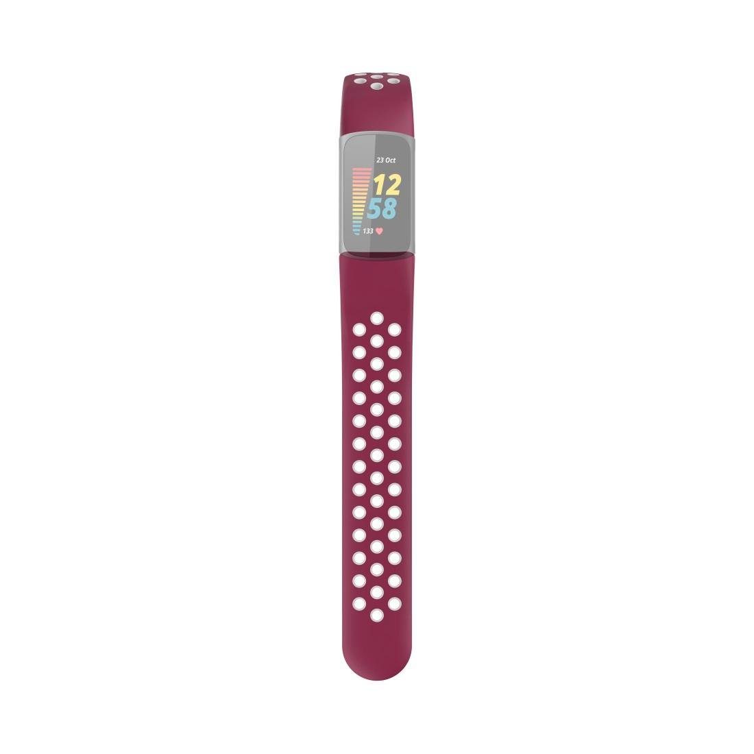 Hama Smartwatch-Armband Sportarmband für Uhrenarmband atmungsaktives 5, Fitbit Charge bordeaux