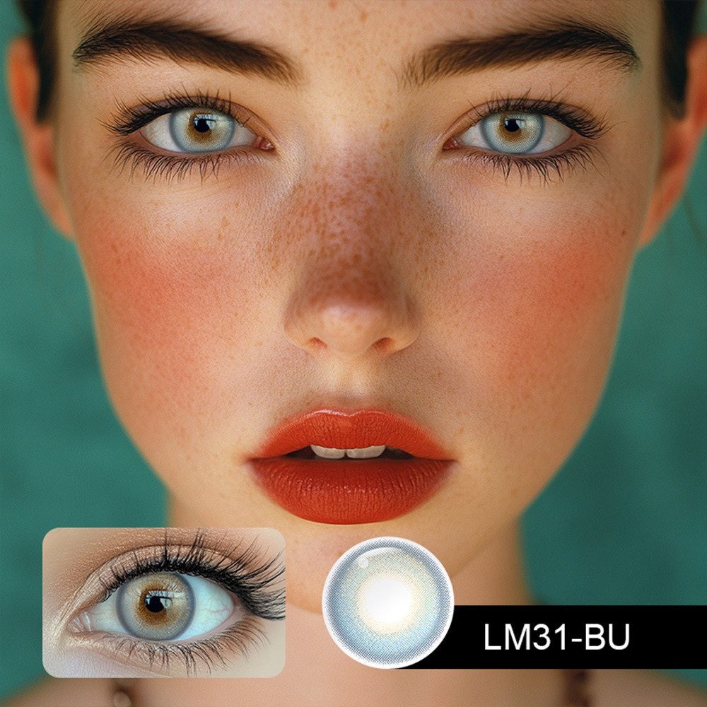 KokoLenses Jahreslinsen Farbige Kontaktlinsen Blau deckend weiche Augen Linsen ohne Sehstärke, Wunderschöne Farb Jahreslinsen natürliche Kontaktlinsen Damen Herren