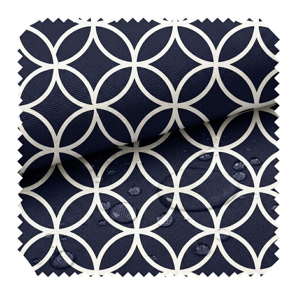 novely® Stoff OXFORD 210D D127 Navy Weiß Kreise Printstoff Outdoor, Wasserabweisend, Outdoor, Meterware, 1lfm