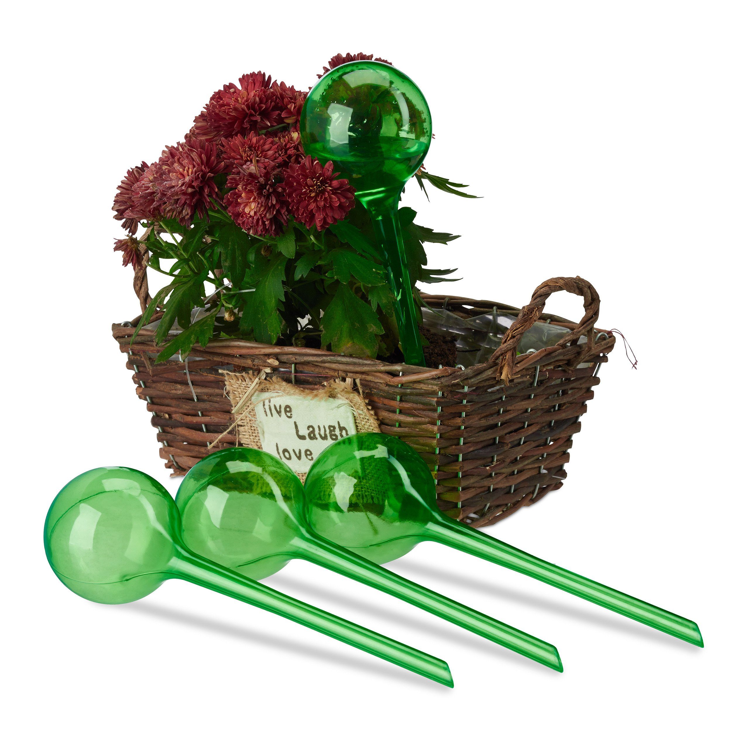 relaxdays Tropfer 12 x Bewässerungskugeln grün, (4-tlg)