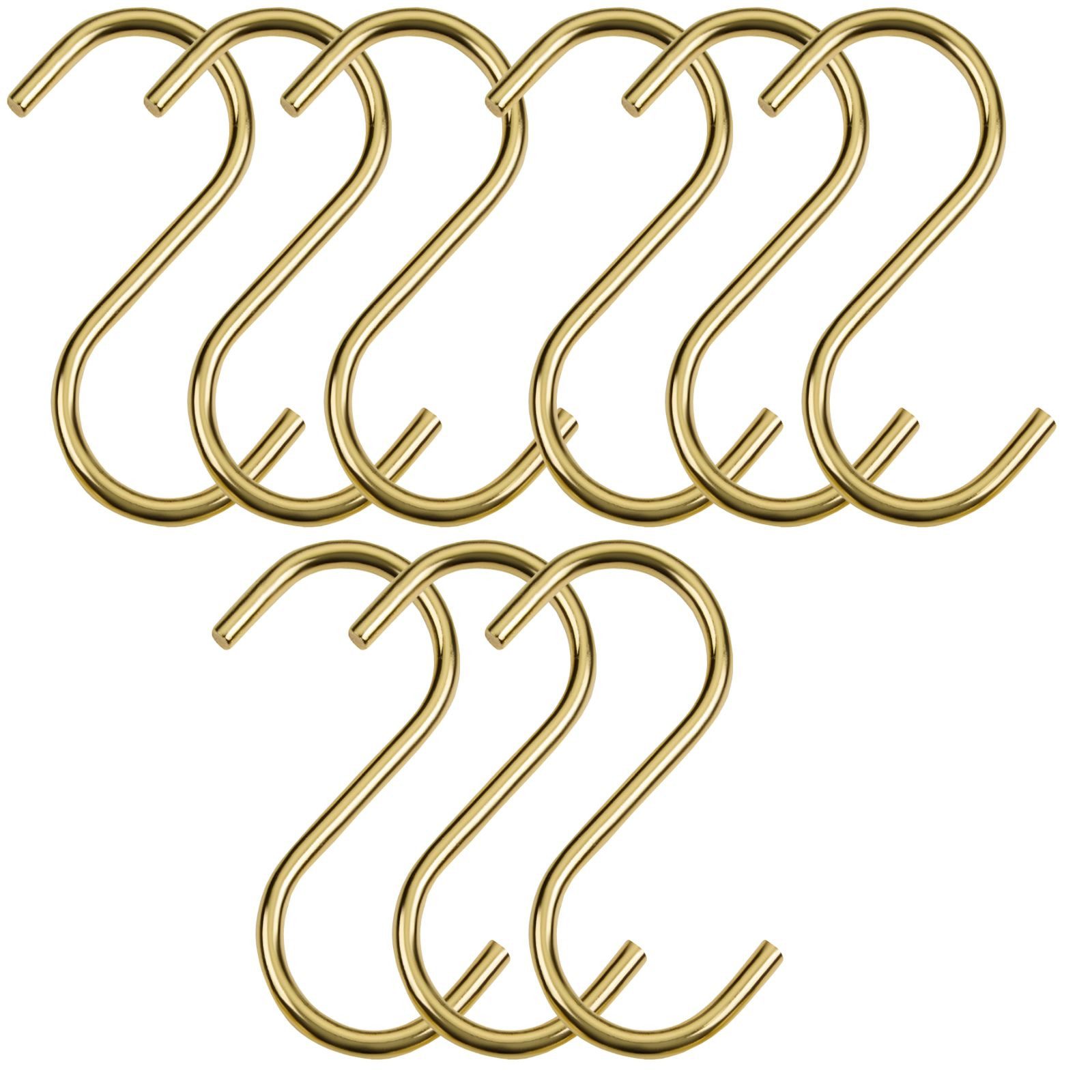 SO-TECH® S-Haken für Rundstäbe bis Ø 30 mm für Garderoben, Küchenreling uvm., (Spar-Set, 9-St), Antik Gold galvanisiert