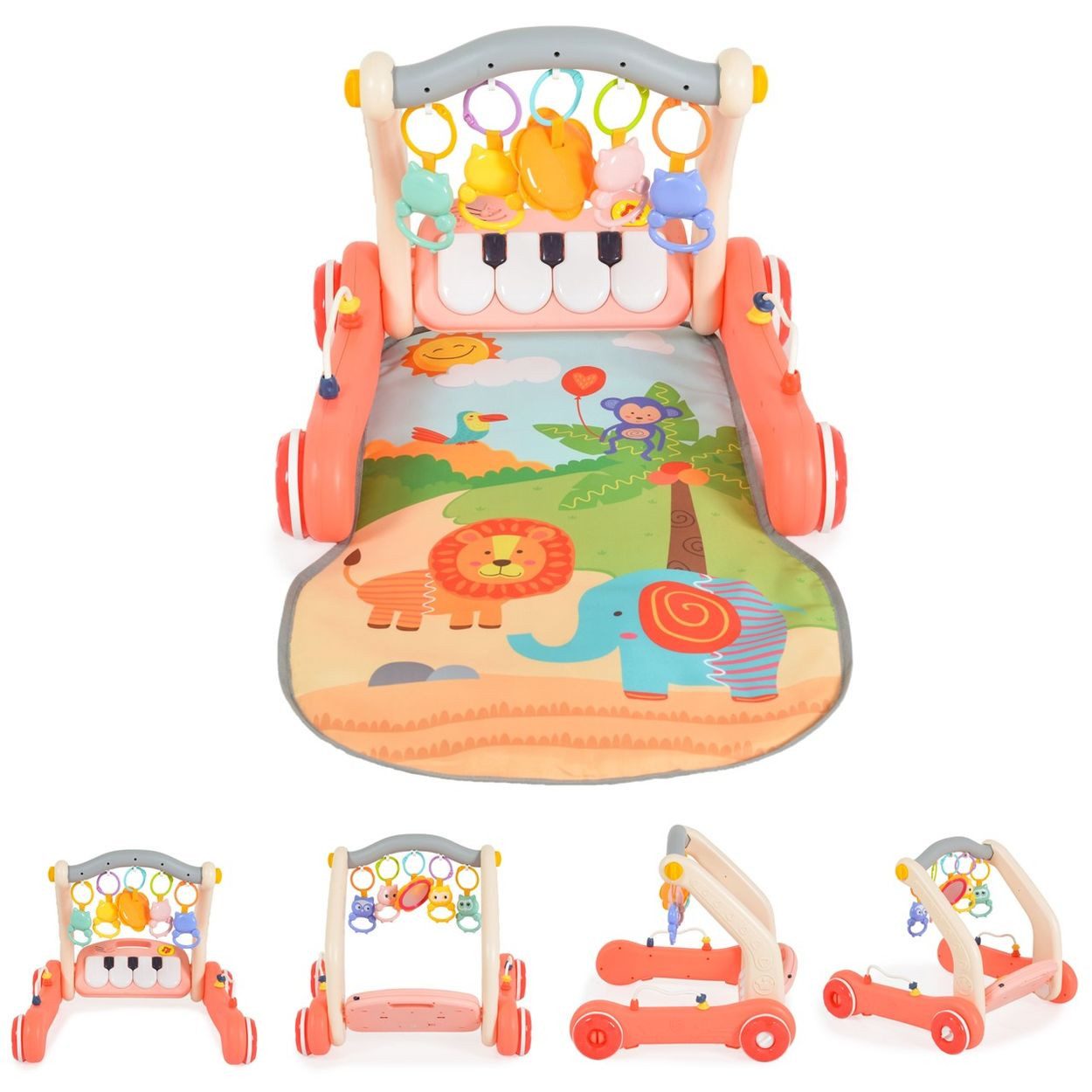 Moni Lauflernhilfe Lauflernwagen 2in1 Piano HE0637, Krabbeldecke, Spielbogen, Activitycenter
