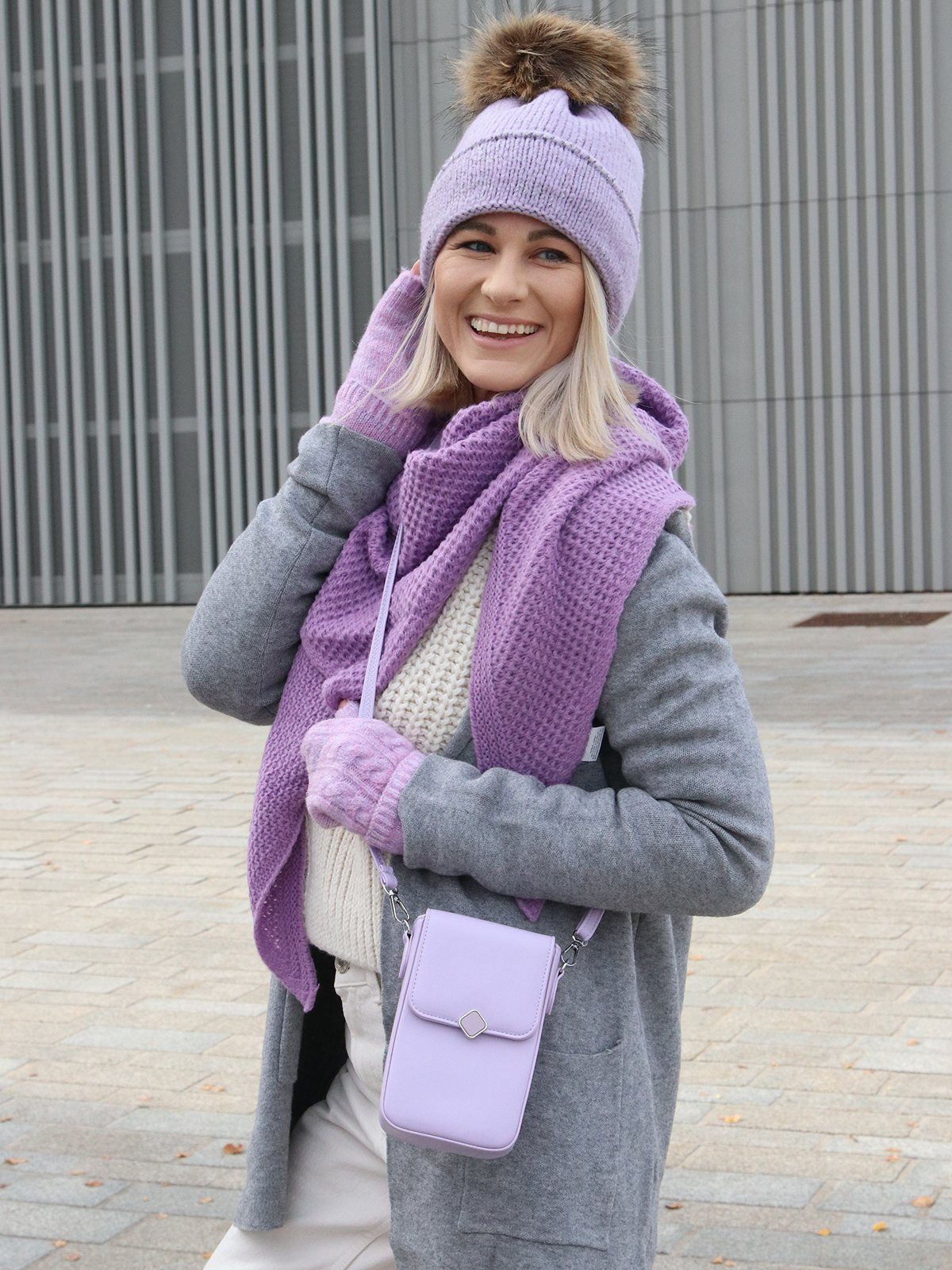 styleBREAKER Strickschal Strick Dreiecktuch Reiskorn Strickmuster, (1-St) – Bild 3 von 3