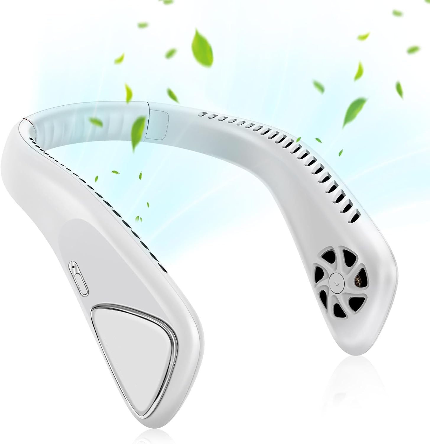 MOPUEA Umhängeventilator Halslüfter extrem lange Lebensdauer, große Kapazität, Silikon, 5200 mAh Tragbarer Bladeless Ventilator leise