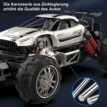 Kpaloft RC-Auto Ferngesteuertes Auto, 1:14 4WD Monster Truck mit 2 Batterien (Ferngesteuerte Fahrzeuge, 2.4 GHz RC Spielfahrzeuge, RC Offroader, Elektrofahrzeug, Legierung, für Kinder und Erwachsene)