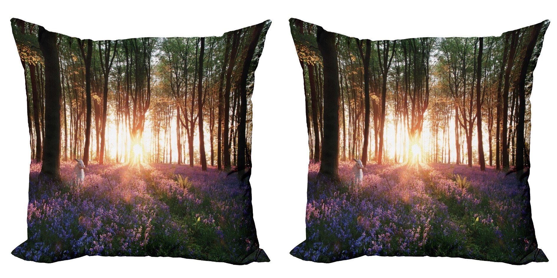 Kissenbezüge Modern Accent Doppelseitiger Digitaldruck, Abakuhaus (2 Stück), Wald Sonnenaufgang Woods im Frühjahr