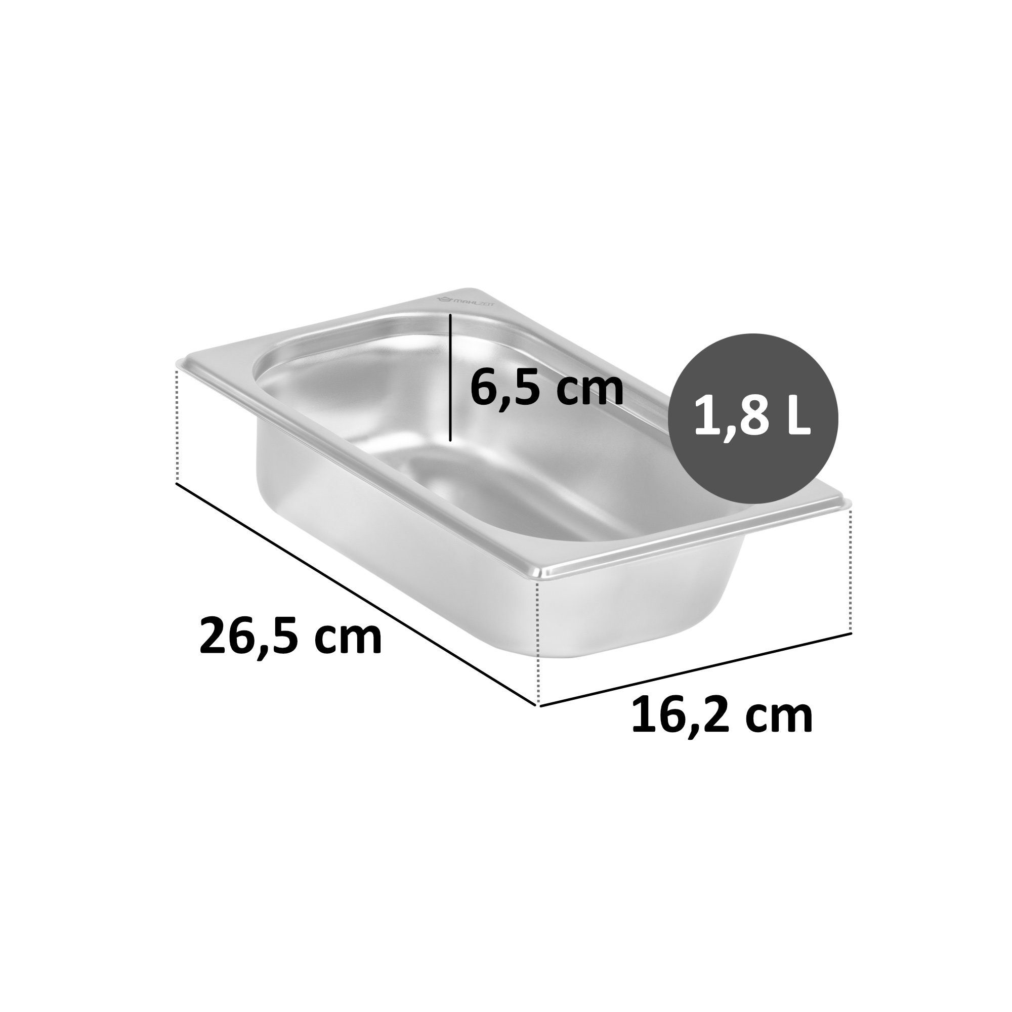 Mahlzeit Thermobehälter GN 65 mm, Gastronomiebehälter, 1/4, Dish Edelstahl Höhe Chafing Edelstahl, für Behälter