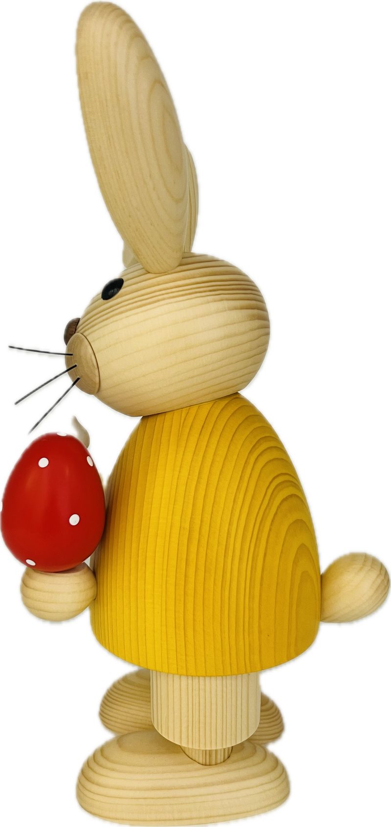 Richard Glaesser Osterhase gelb mit Ei und Pinsel (32cm), Hase aus Holz (Osterdeko), Handwerkskunst original Erzgebirge