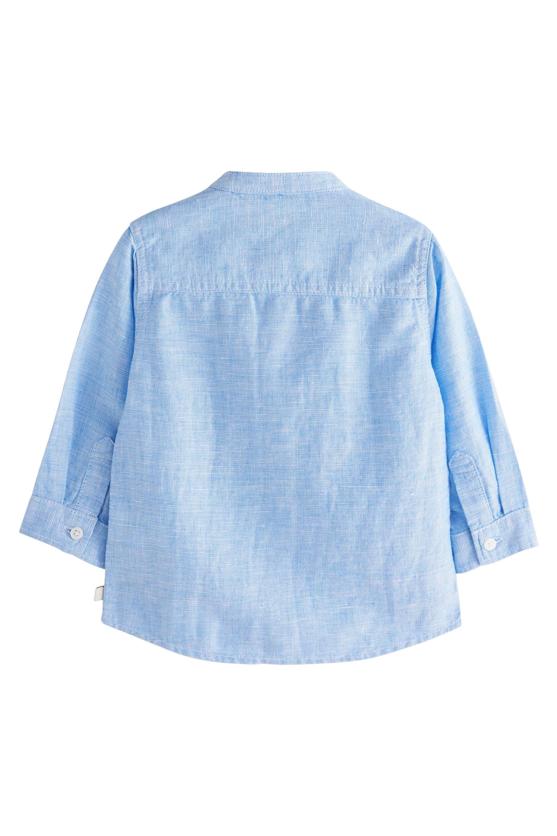 Langarmhemd (1-tlg) Next Blue aus Langärmeliges Hemd Leinenmischgewebe