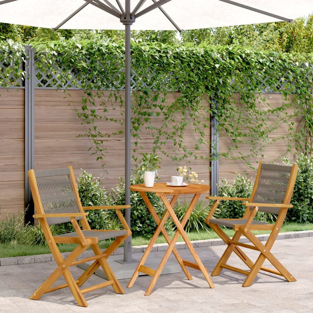 vidaXL Gartenlounge-Set 3-tlg. Bistro-Set Grau Polypropylen und Massivholz, (1-tlg)