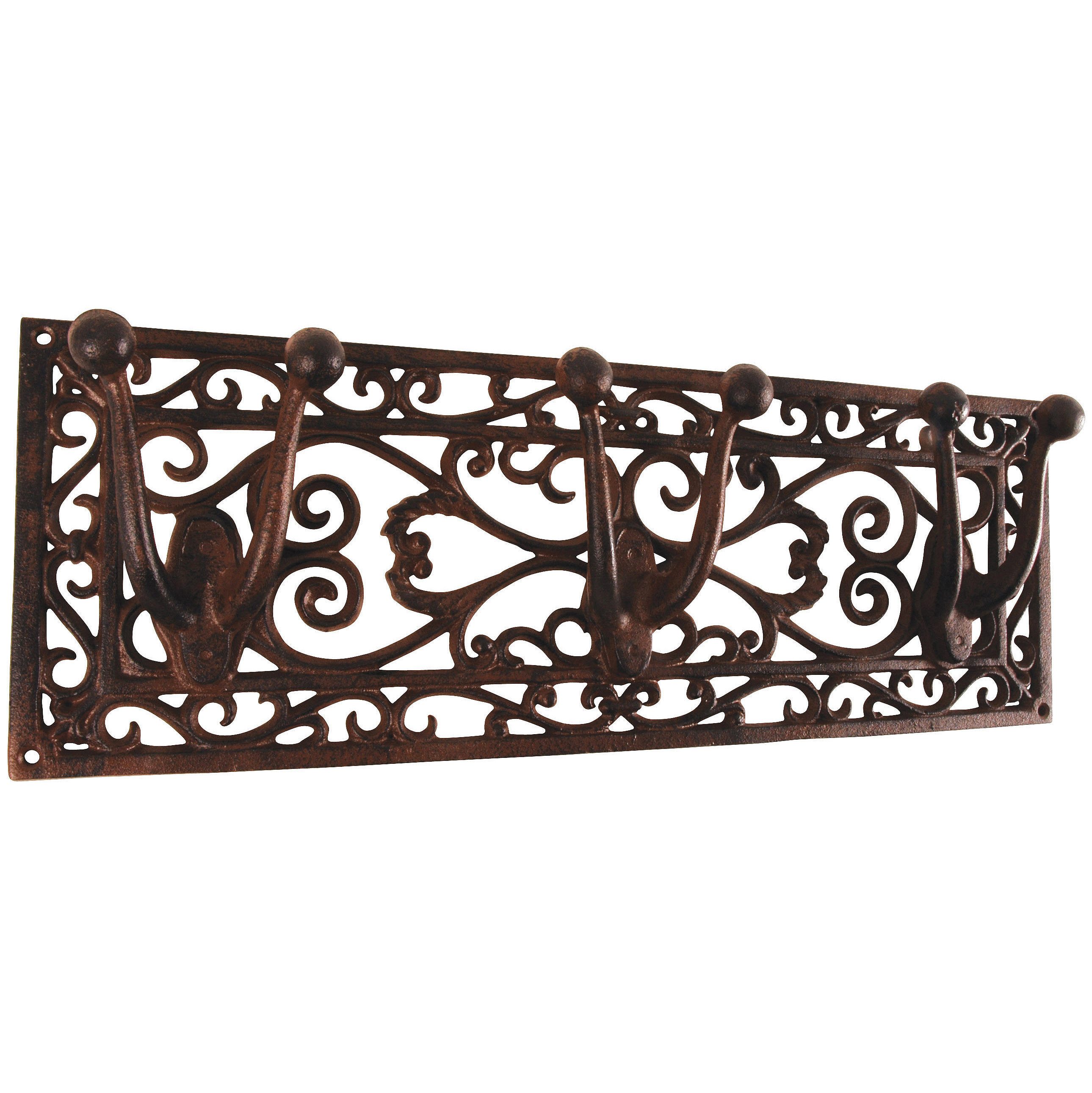 Dekowunder Garderobenhalter Gartengeräte Hänger rostbraun Gusseisen Antik Garten 6 Haken