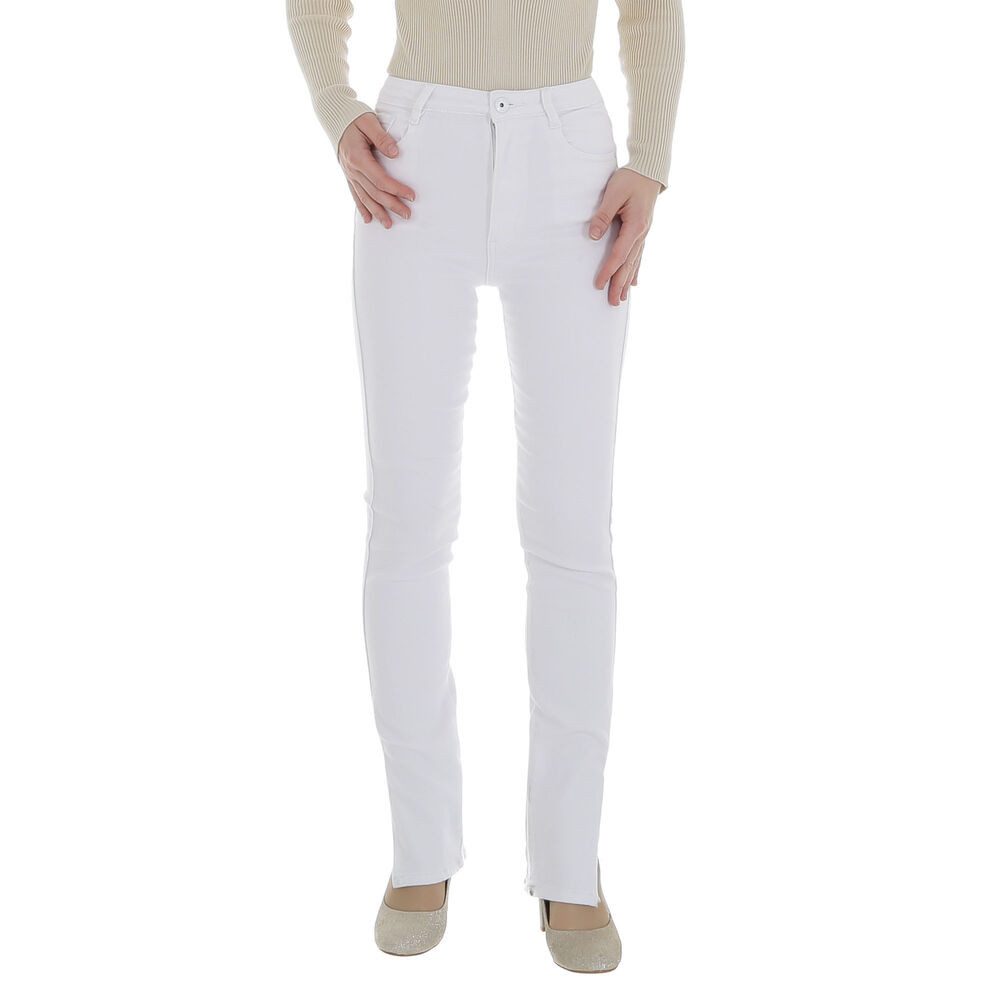 Ital-Design Straight-Jeans Damen Freizeit (86746091) Stretch High Waist Jeans in Weiß
