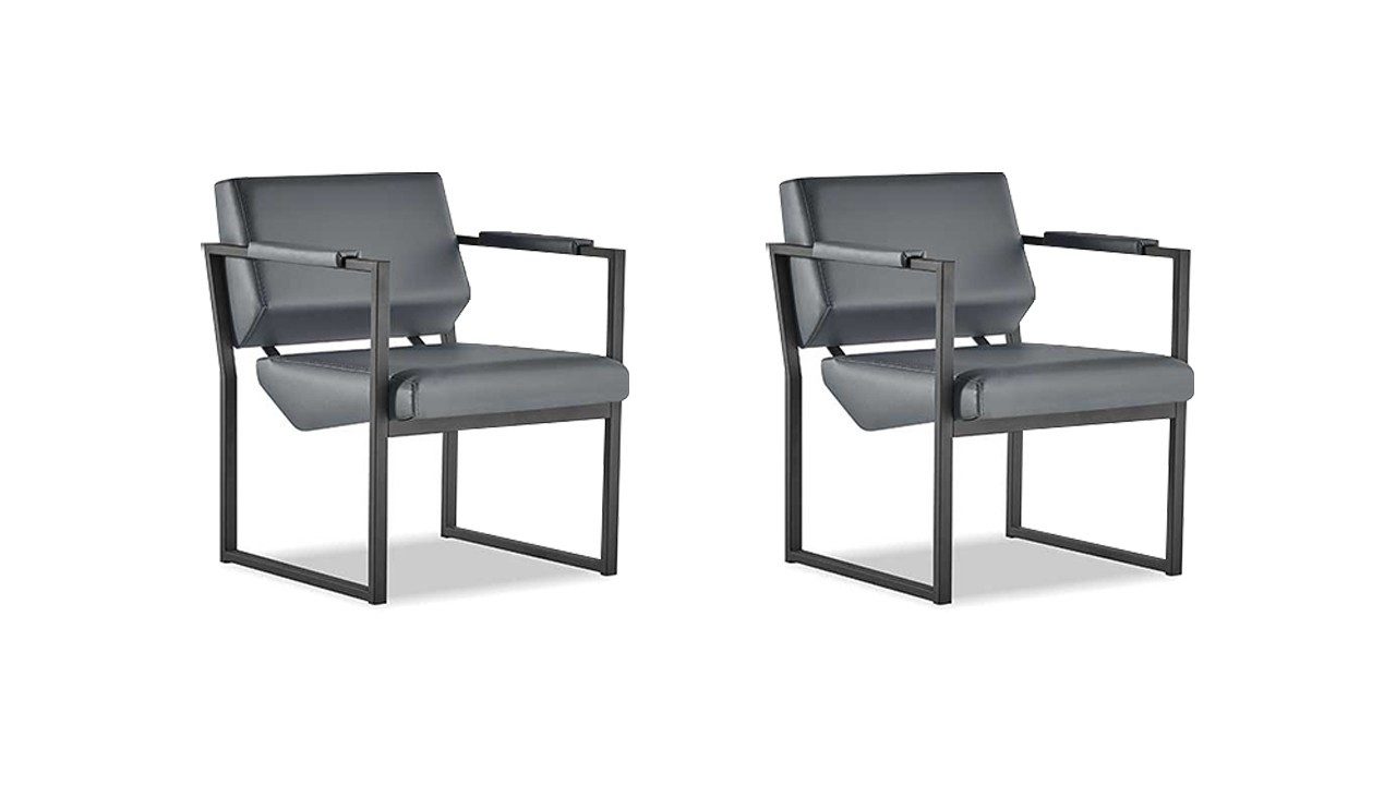 Xlmoebel Sessel Bürostuhl Set Schwarz Modern 1-Sitzer Leder Edelstahl (2-St., 2x Sessel), Made in Europa