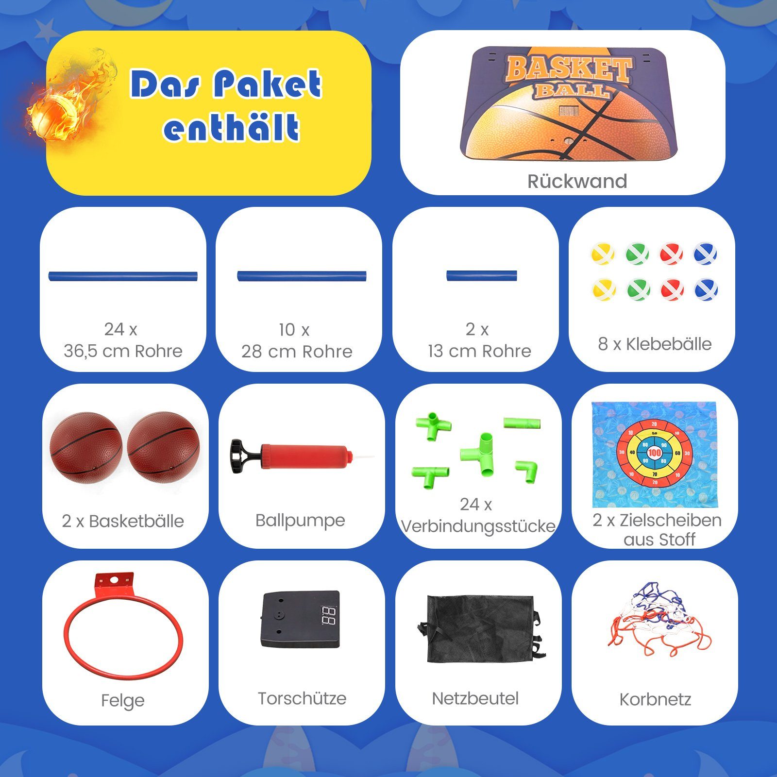 COSTWAY Basketballkorb Arcade Basketballspiel, mit Tafel & Sound