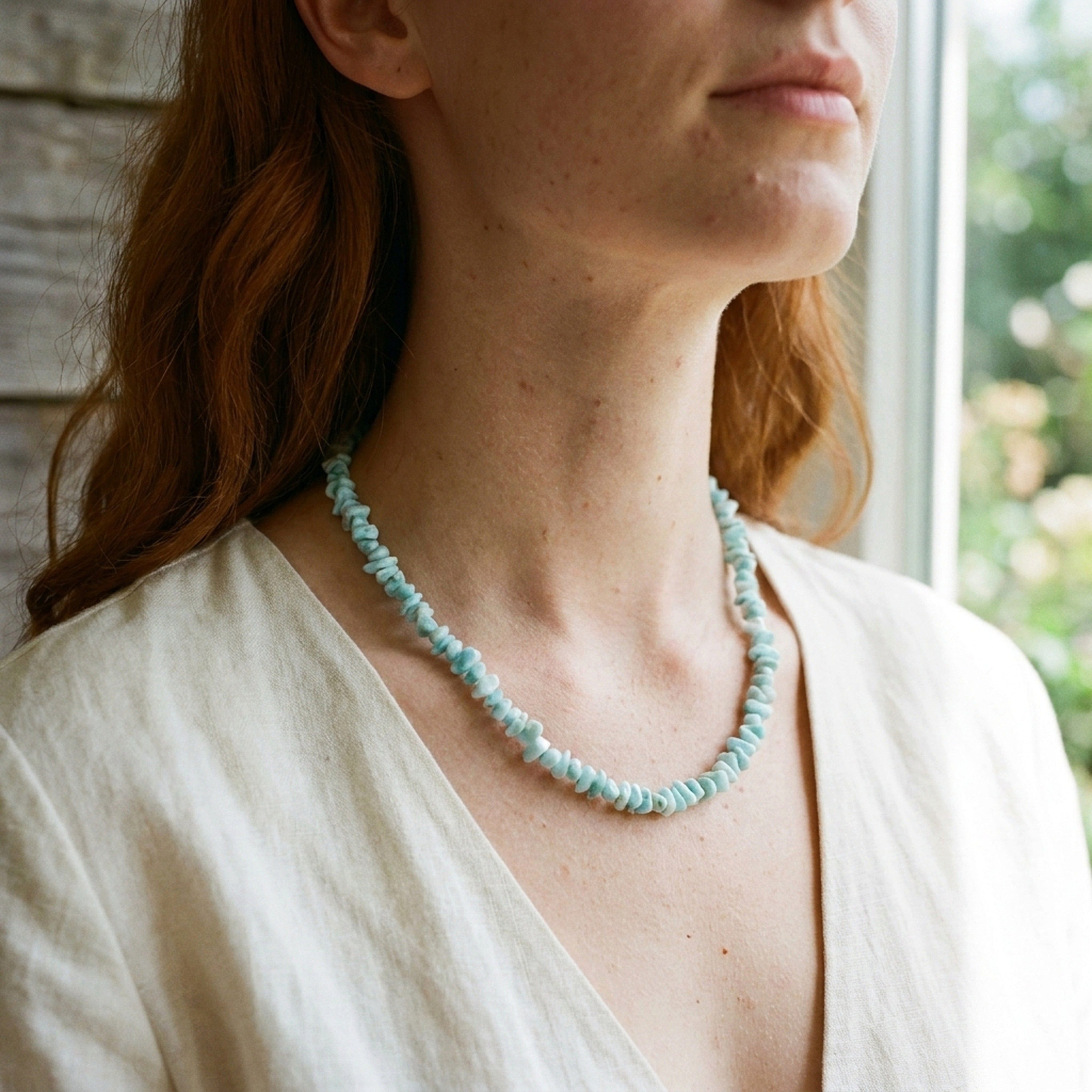 Lebensquelle Plus Gliederkette Larimar Splitterkette, 45 cm + Verschluss