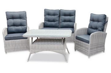 bellavista - Home&Garden® Gartenlounge-Set bellavista Aluminium Lounge Monte Carlo, (Set, 8-tlg), Loungesessel und Gartensofa mit Relaxfunktion