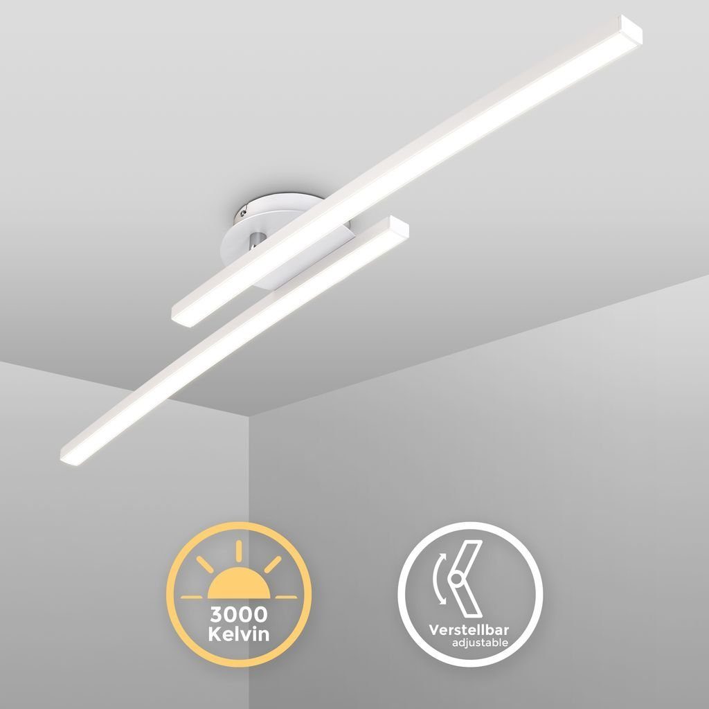 B.K.Licht Deckenleuchte LED Deckenlampe Weiß Modern 12W 3.000K - BKL1488, LED fest integriert, 2-flammig Schwenkbar 1.100lm Wohnzimmer