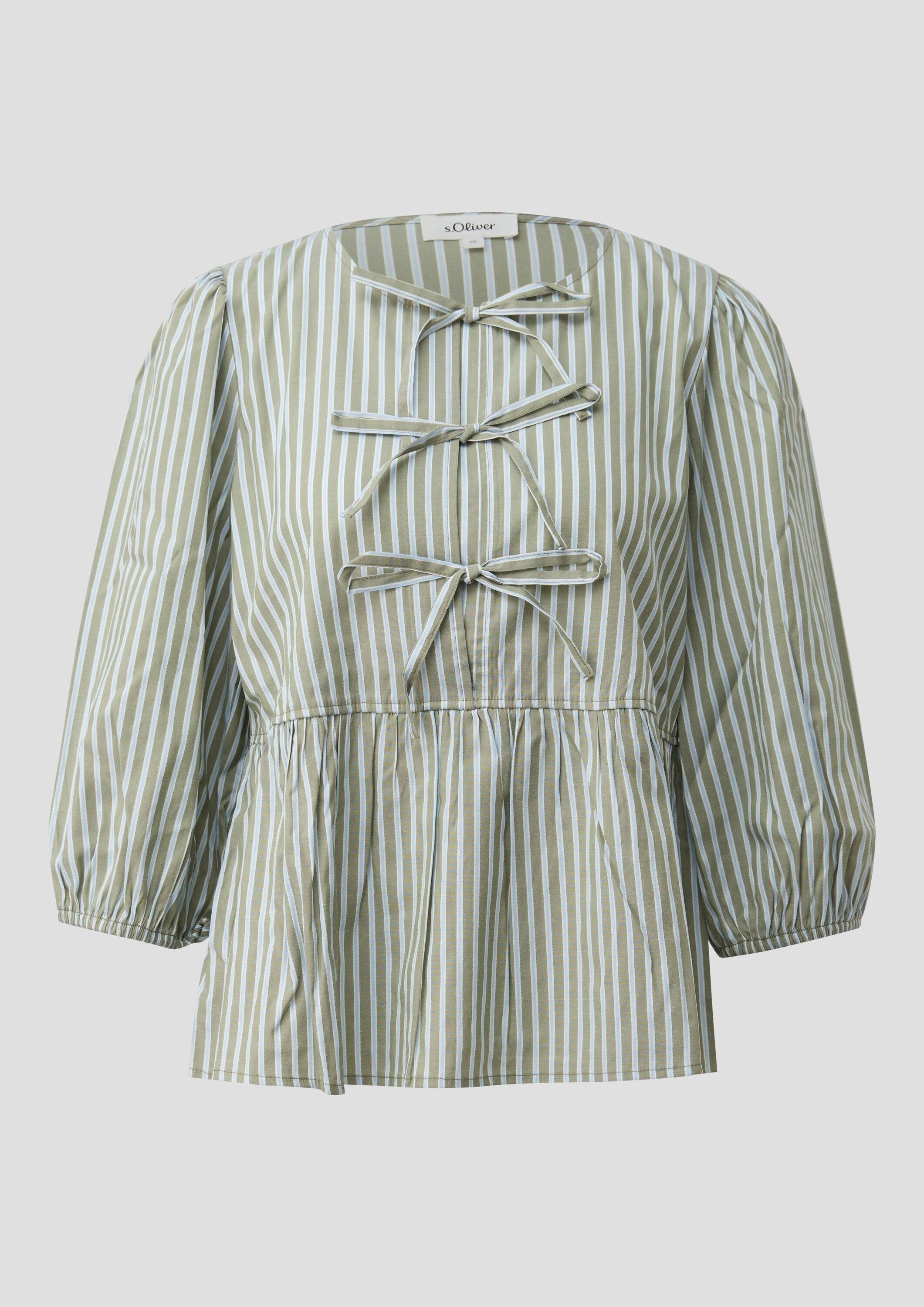 s.Oliver Kurzarmbluse Bluse Gestreifte Bluse mit Schleifendetails günstig online kaufen