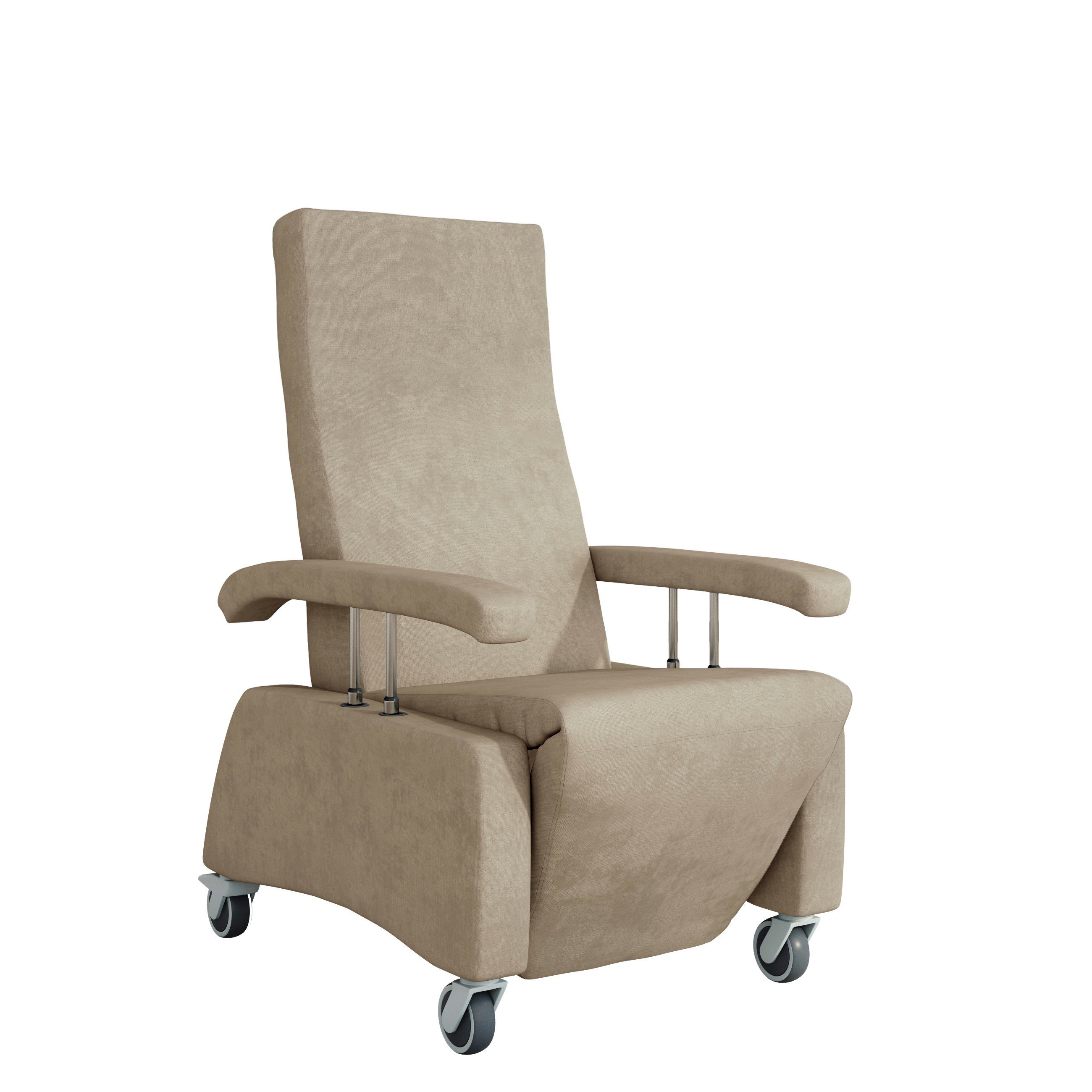 Devita Relaxsessel elektrischer Pflegesessel Relaxsessel Lutra easy Relax mit Rollen und Schiebegriff bis 120 kg, mit Wellenunterfederung, verschiedene Bezüge, versenbare Armlehnen, Kopfteil schwenkbar Microfaser Beige