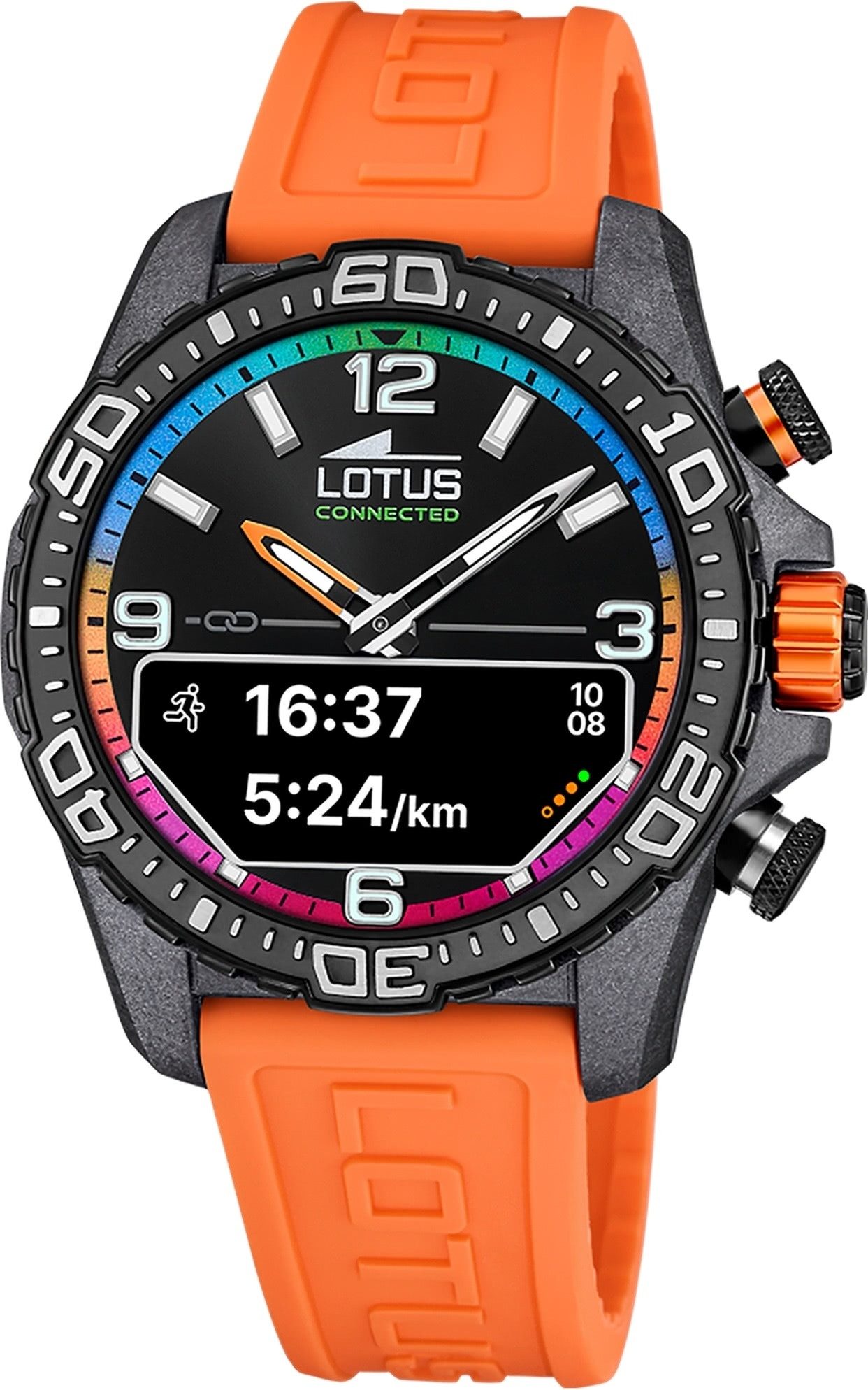 Lotus Multifunktionsuhr Lotus Herrenuhr Kunststoff orange Lotus, (Multifunktionsuhr), Herren Armbanduhr rund, groß (ca. 45mm), Kohlefaser, Sport, Fashion