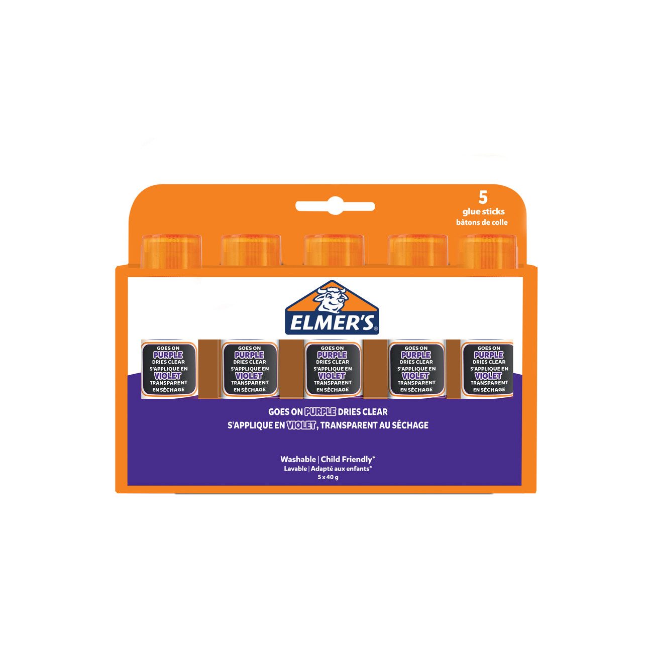 Elmer's Zeichenlineal ELMER'S Klebestift Disappearing Purple, 40 g, 5er Blister