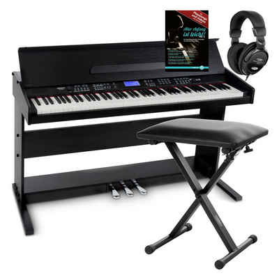 FunKey Digitalpiano DP-88 II E-Piano mit 88 anschlagsdynamische Tasten, (Economy-Set, 4 tlg., inkl. Keyboardbank, Kopfhörer und Klavierschule), umfangreiche Begleitautomatik und Keyboard Chord Akkordbegleitung