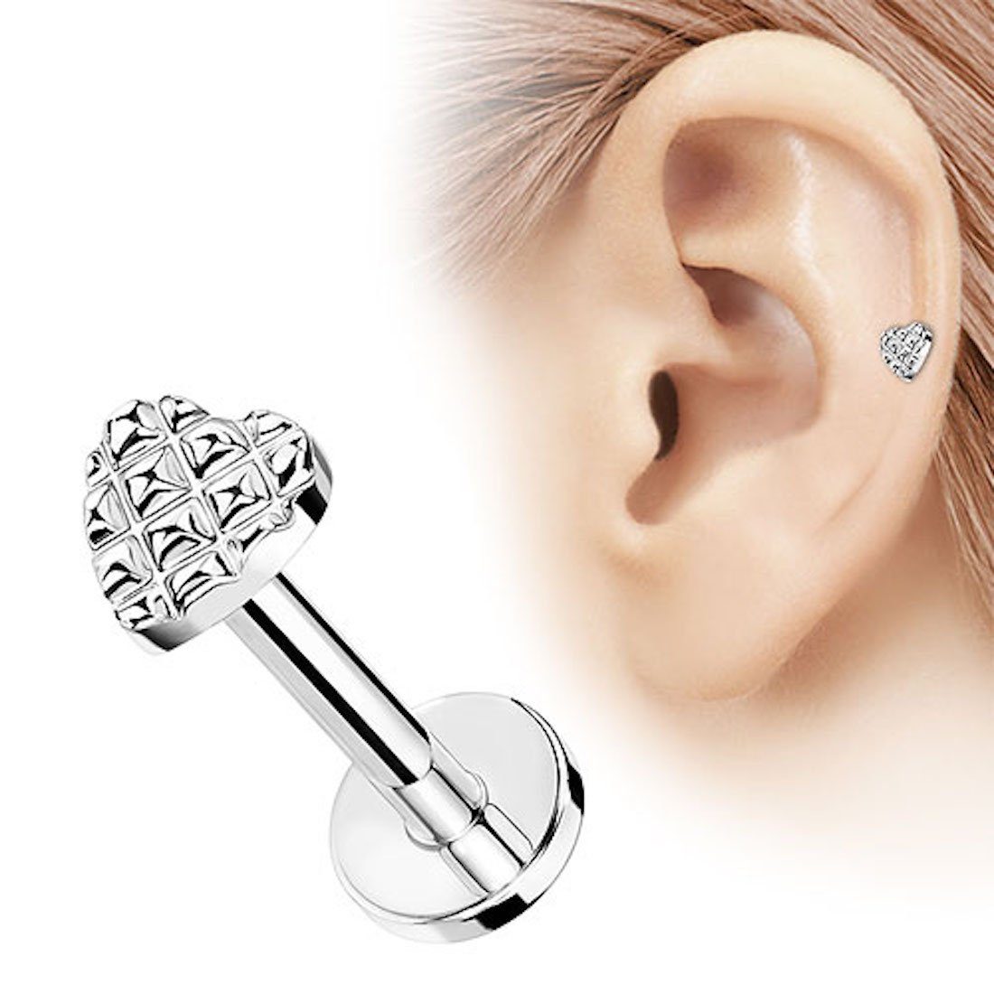 Taffstyle Piercing-Set Tragus Ohr Knorpel Helix Piercing Herz Muster, Steck günstig online kaufen