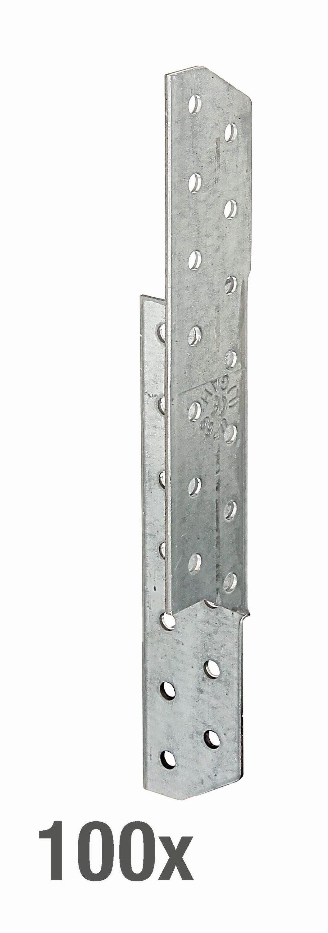 Alberts Zaunriegel Sparren-Pf.Anker,li,vz32x32x210VE100KAR 100 Stk., 100x Sparren-Pfettenanker Balkenschuh Pfostenträger Träger 32x32x210mm