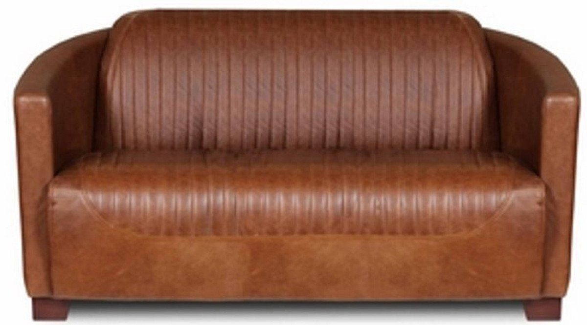 Casa Padrino 3-Sitzer Luxus Leder 3er Sofa Vintage Braun / Dunkelbraun 182 x 83 x H. 70 cm - Echtleder Wohnzimmer Sofa - Wohnzimmer Möbel - Luxus Kollektion | Einzelsofas