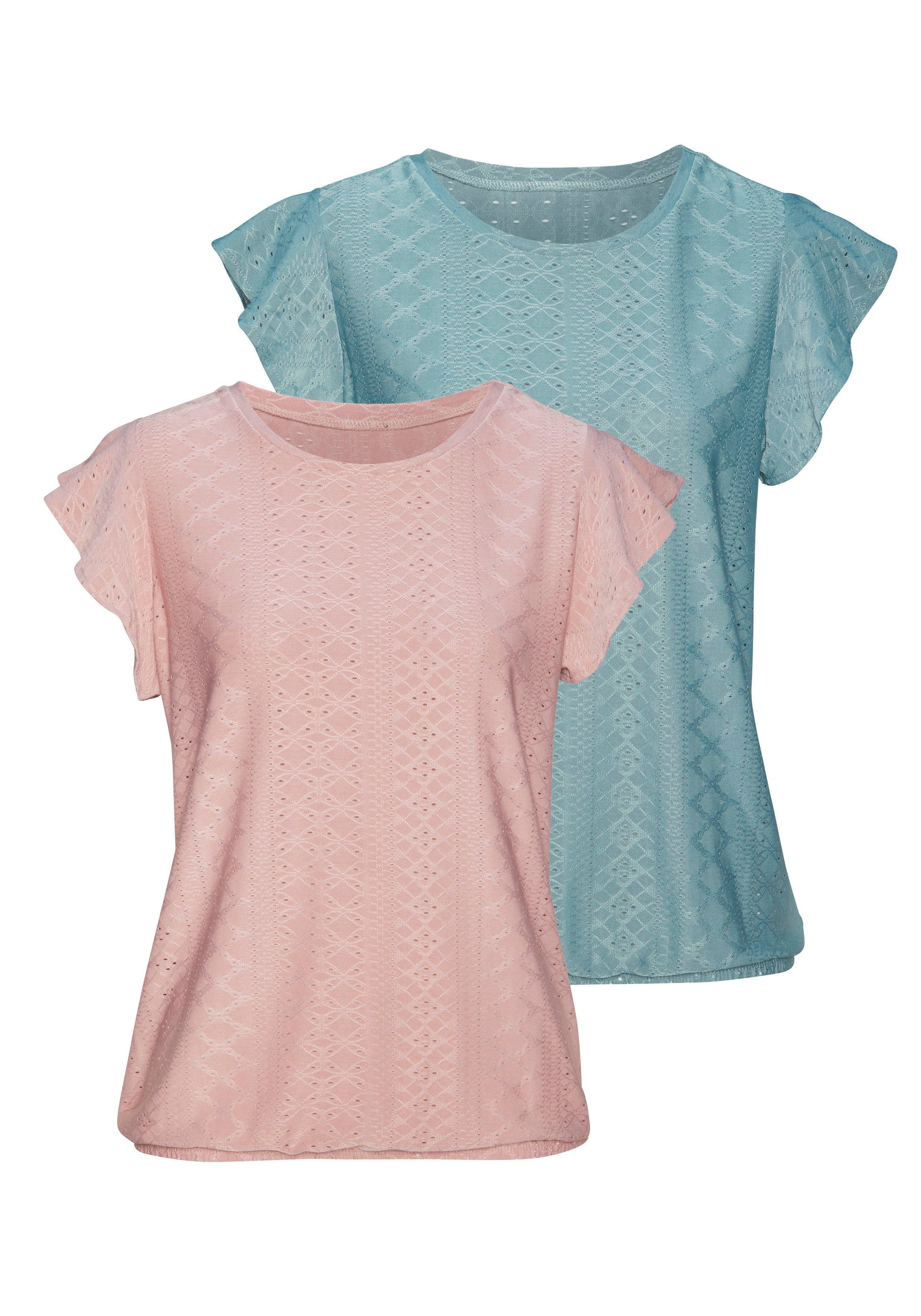 Vivance Kurzarmshirt mit Lochstickerei (2er-Pack) aus günstig online kaufen