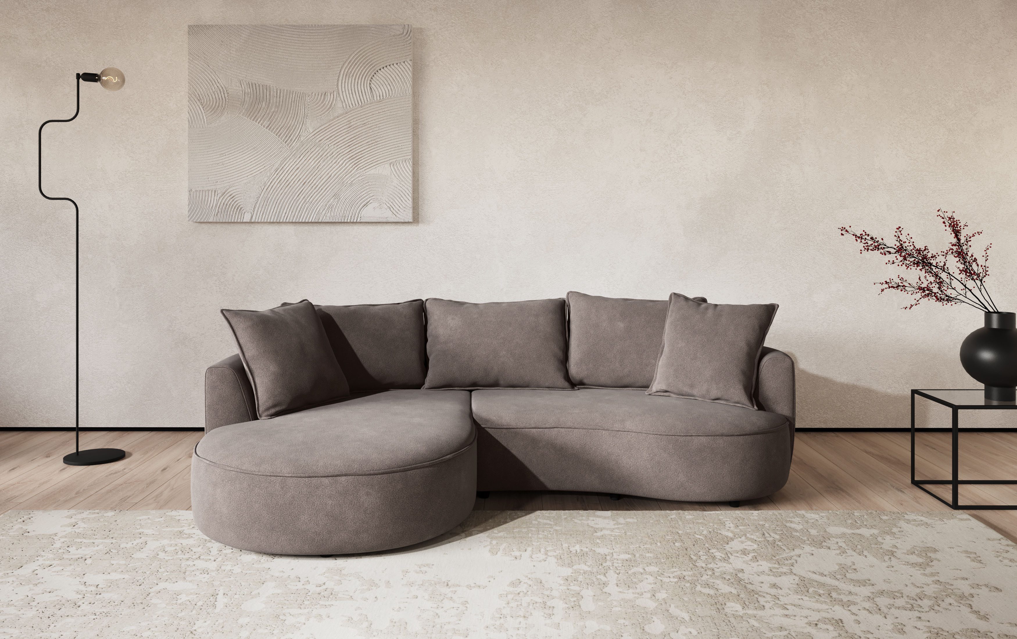 OTTO home Ecksofa Sana L-Form, B: 260 cm, organische Form, Otto.Verlässliche Qualität, Loungesofa mit Wellenunterfederung