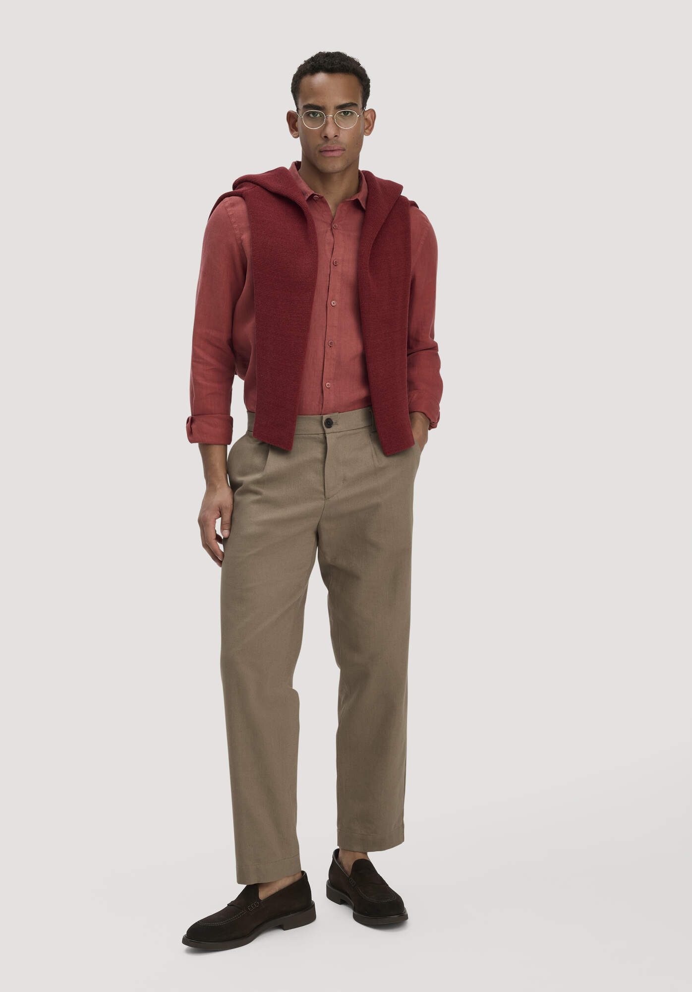 Hessnatur Stoffhose aus Bio-Baumwolle mit Leinen (1-tlg)