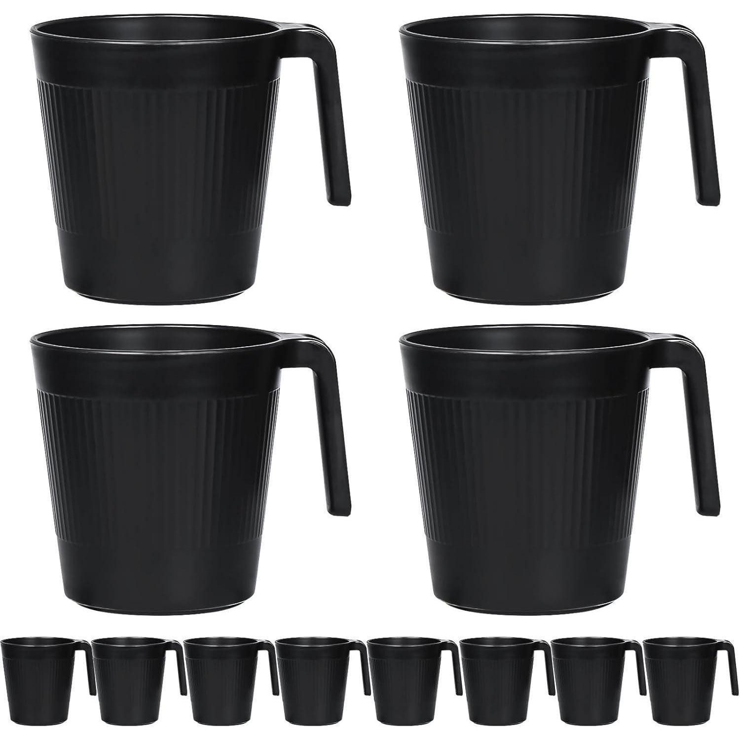 LuxusKollektion Becher Tasse 500ml Henkel Plastik Melaminfrei 8 Pcs Schwarz Tasse mit Henkel