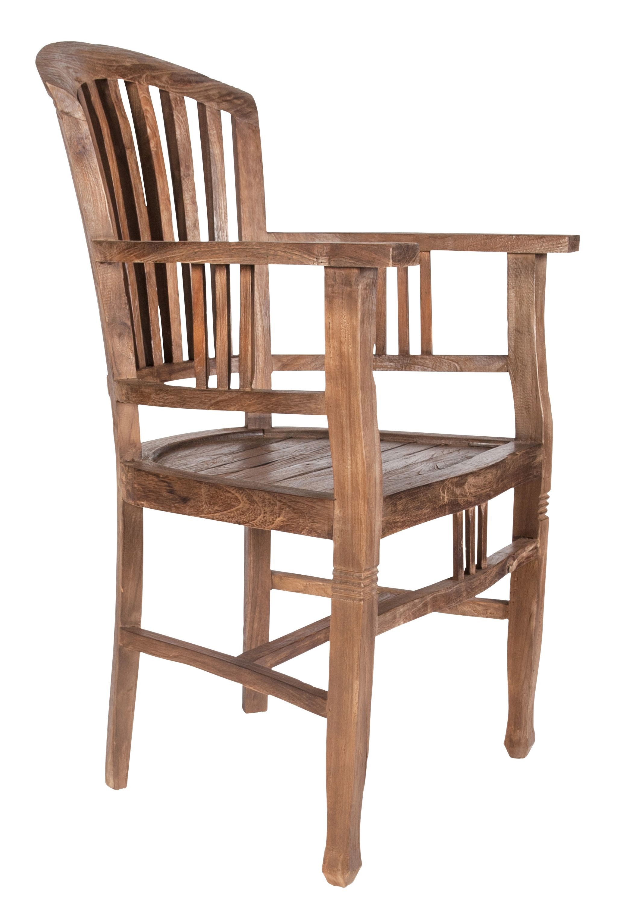 dynamic24 Esszimmerstuhl, Armlehnstuhl SEADRIFT Teak natur