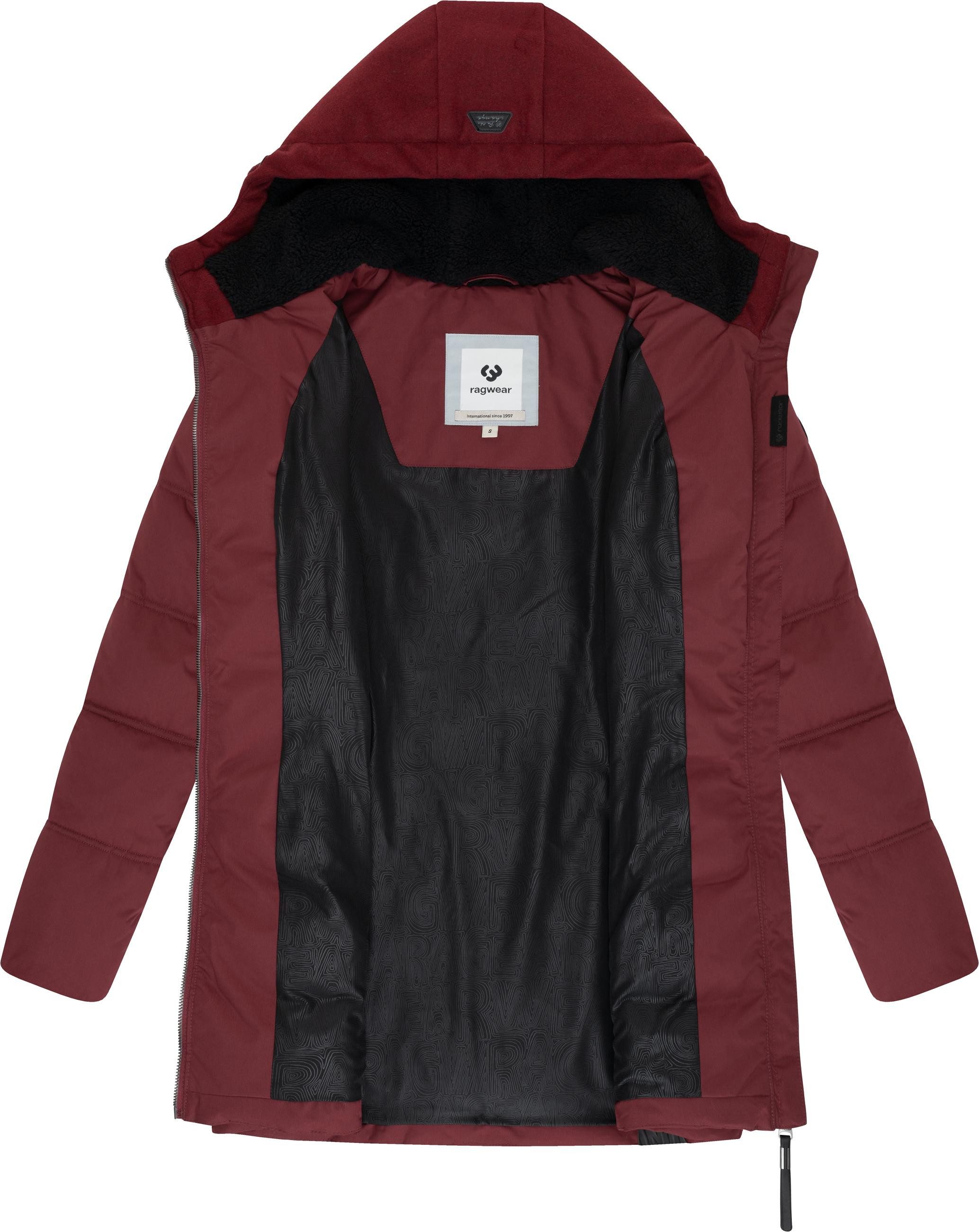 Ragwear Winterjacke Ashani Block Intl. stylischer Winterparka mit gefütterter Kapuze