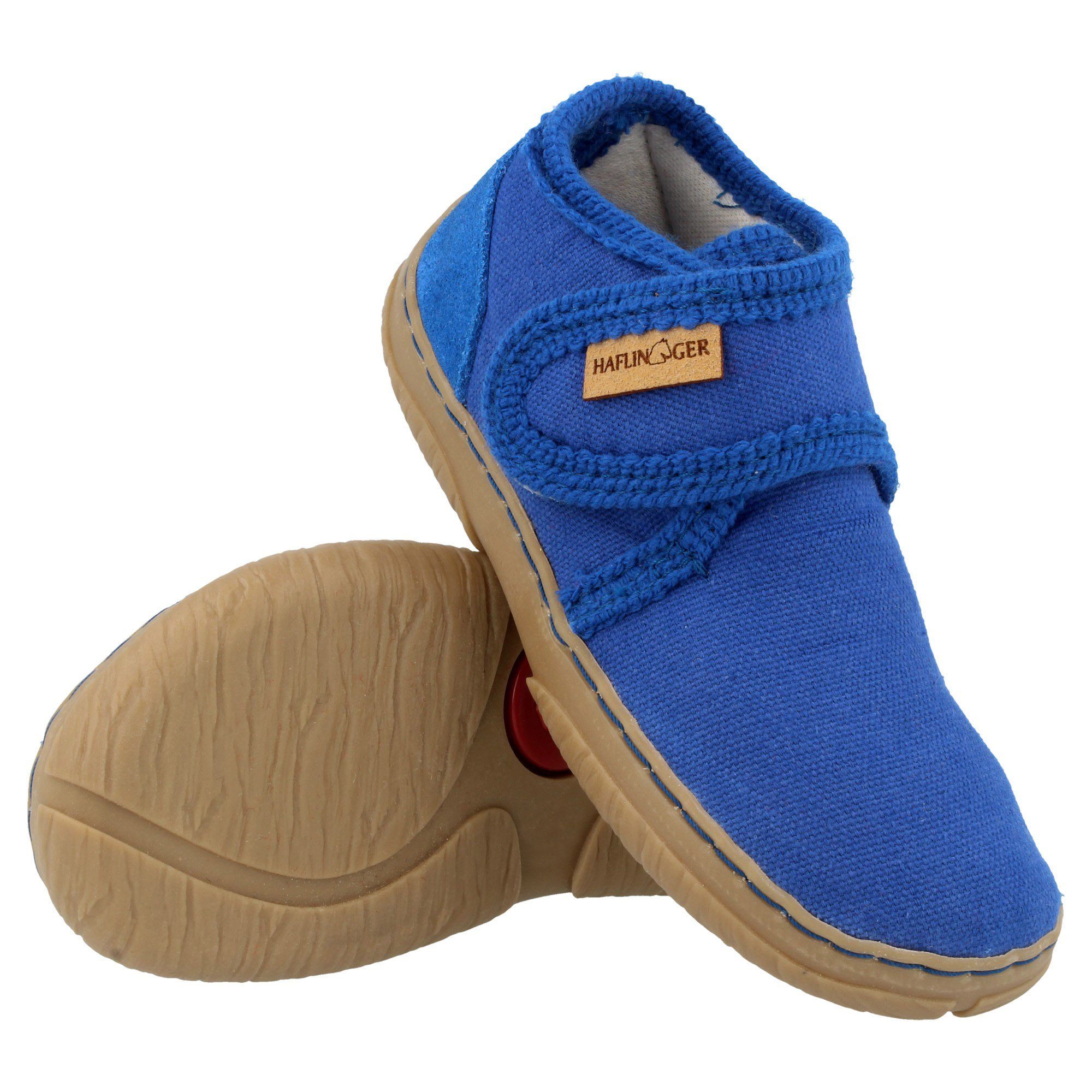 Haflinger Fidelius Luca Kinderhausschuhe auf Baumwolle mit Gummisohle unisex Hausschuh