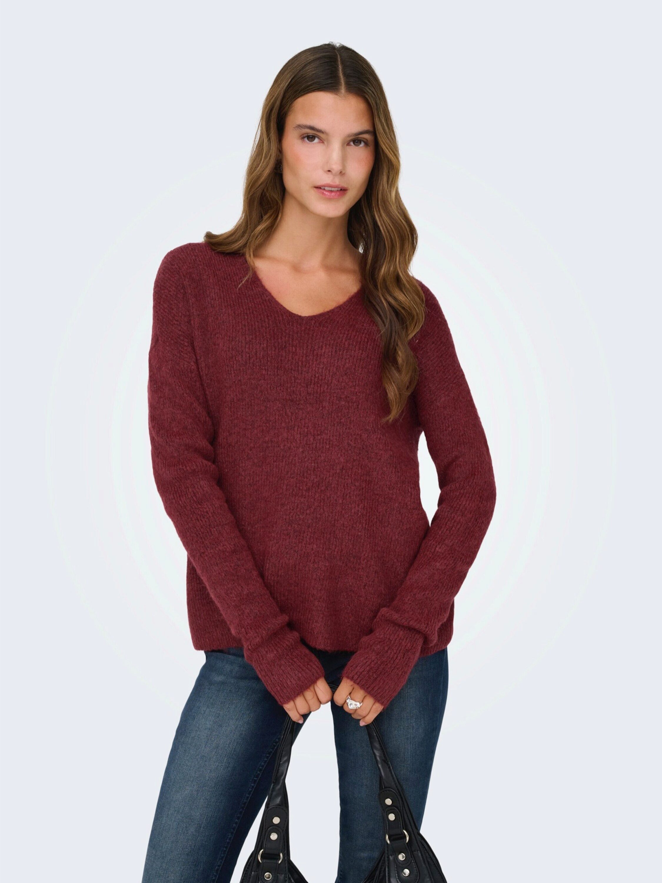 ONLY Strickpullover ONLCAMILLA V-NECK L/S PULLOVER KNT NOOS Materialmix, regular fit
