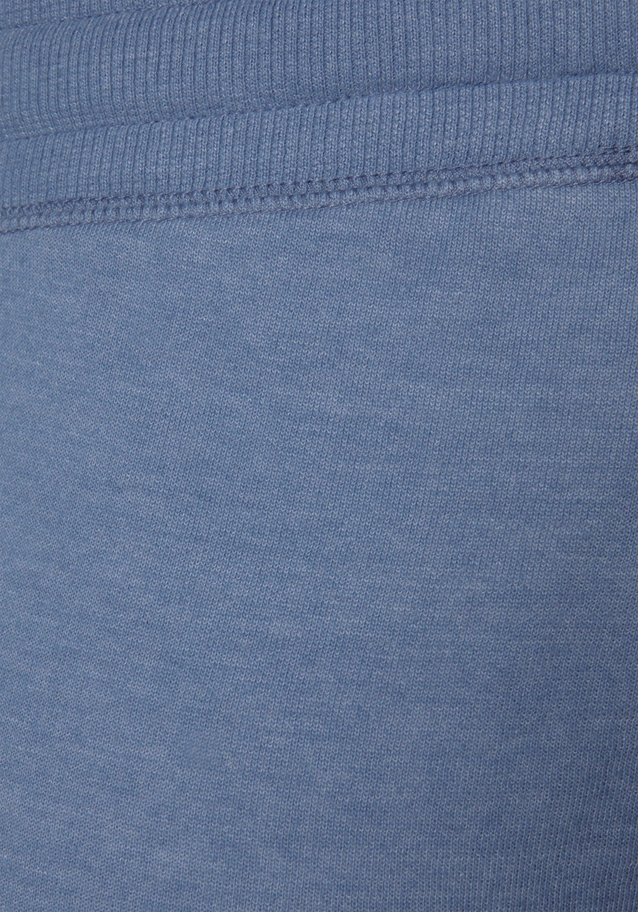 mit -Kurze Seitenschlitzen Sweathose kurzen Loungeanzug Relaxshorts Loungewear jeans-meliert Bench. seitliche Taschen, und