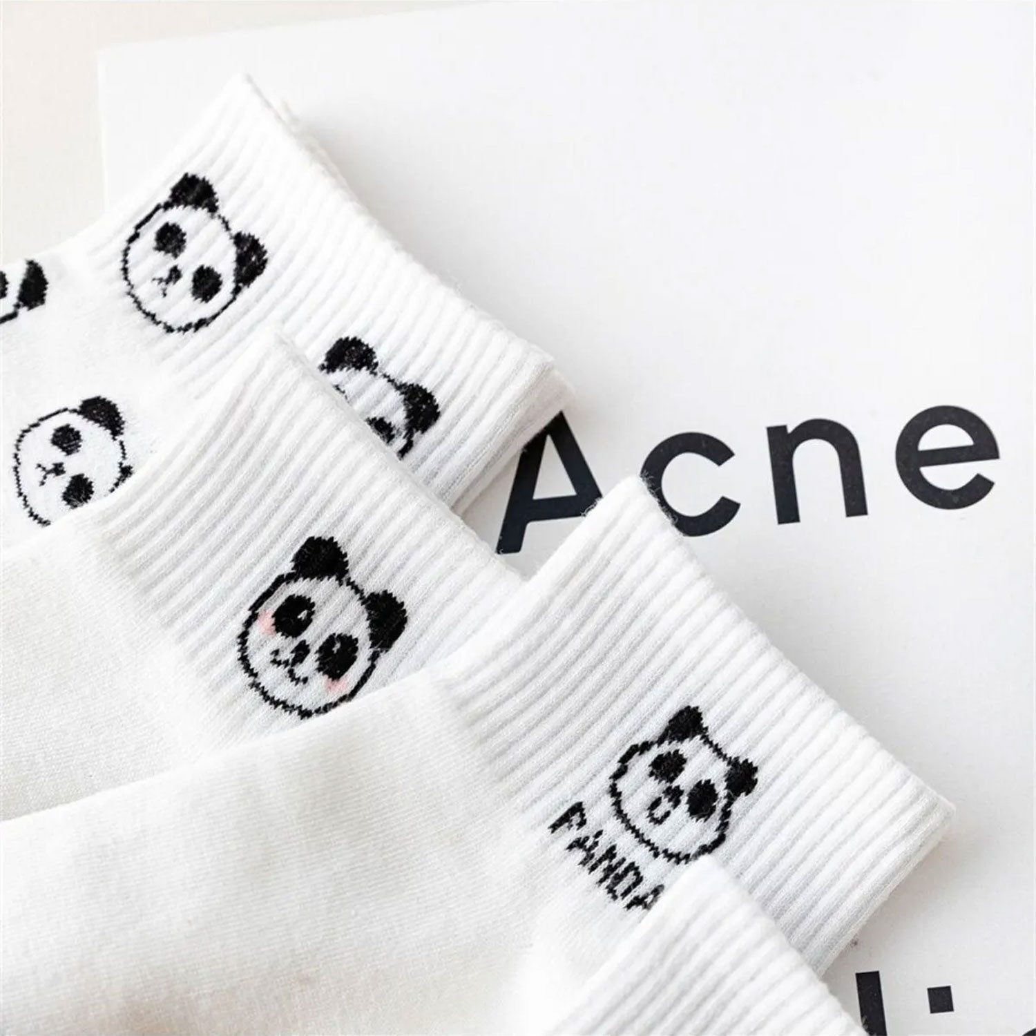 Jungengel Haussocken Unisex Panda Socken Weiß Tiersocken Kurzsocken Sneakersocken (5-Paar) 5x Paar, Extra Weich & Soft, Ideal für Schuhgrößen 36 - 40