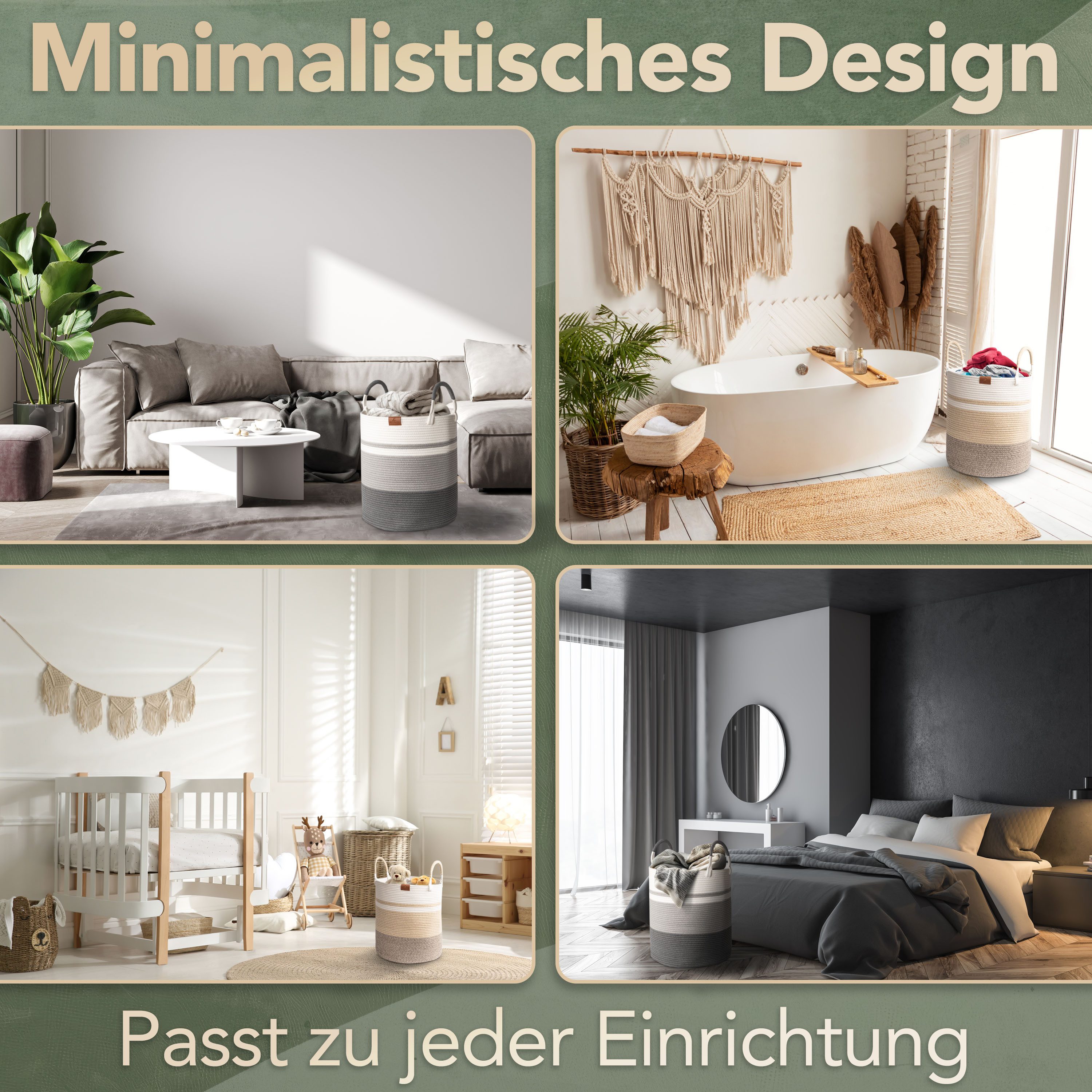 WIESEN.design Wäschekorb EMILIA Ø41xH46 cm 61L, Wäschekorb geflochten aus Baumwolle (faltbarer Wäschekorb, Wäschetonne, laundry basket, Wäschesammler, Aufbewahr – Bild 5 von 5