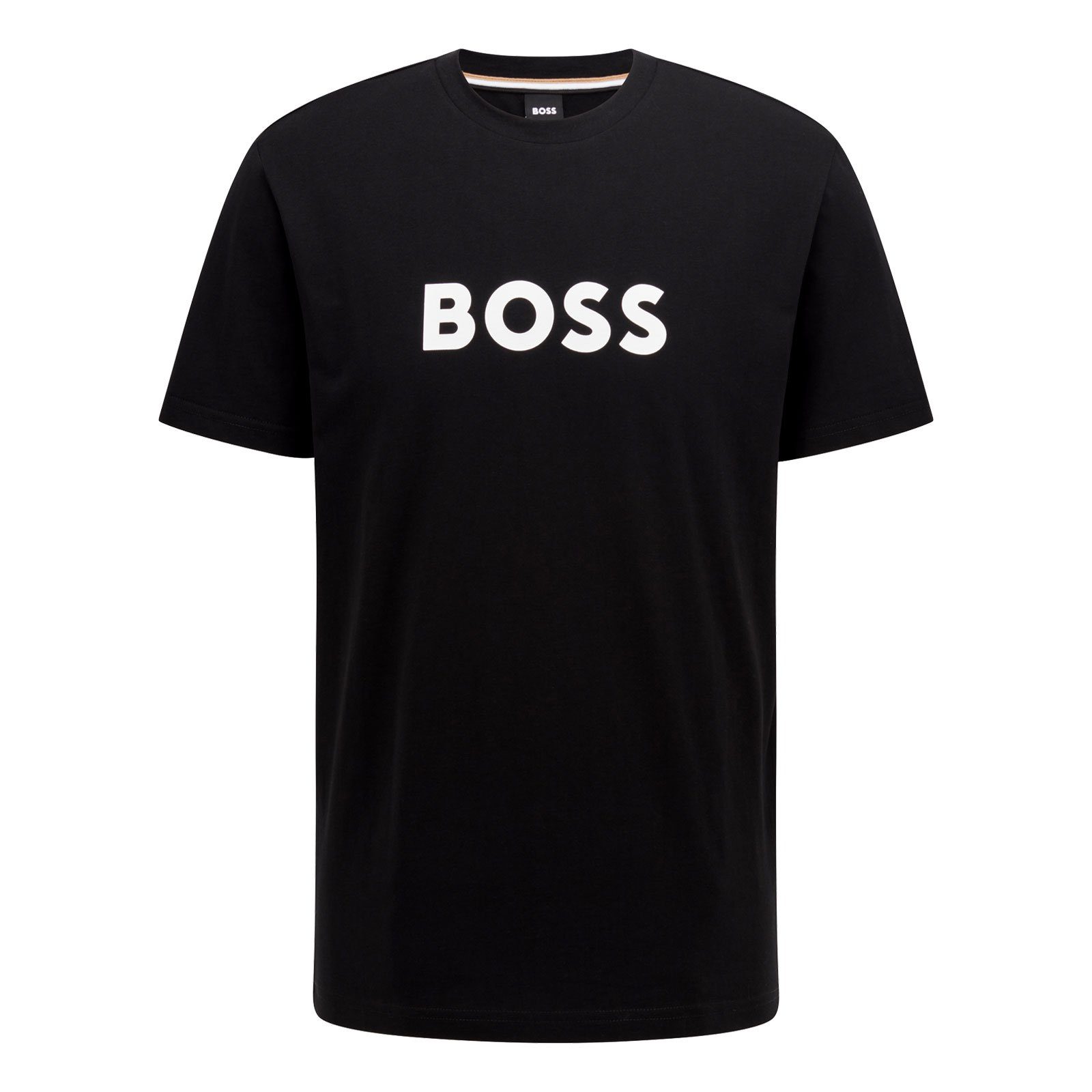BOSS T-Shirt RN Sun Protection mit großem Markenprint auf der Brust 004 black