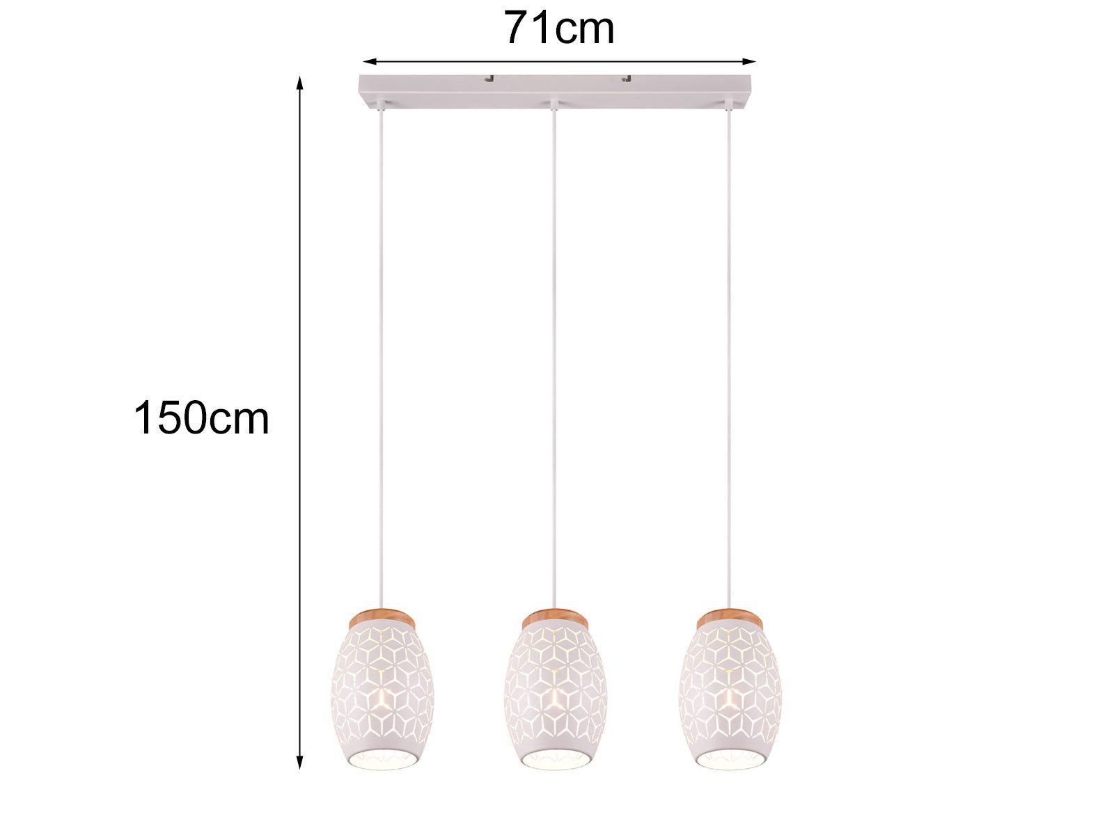 Reality Leuchten LED Pendelleuchte, Dimmfunktion, LED wechselbar, über Lichtschalter in 3 Stufen dimmbar, warmweiß, ausgefallene dreiflammig hängend für über Kücheninsel Esstisch B: 71cm